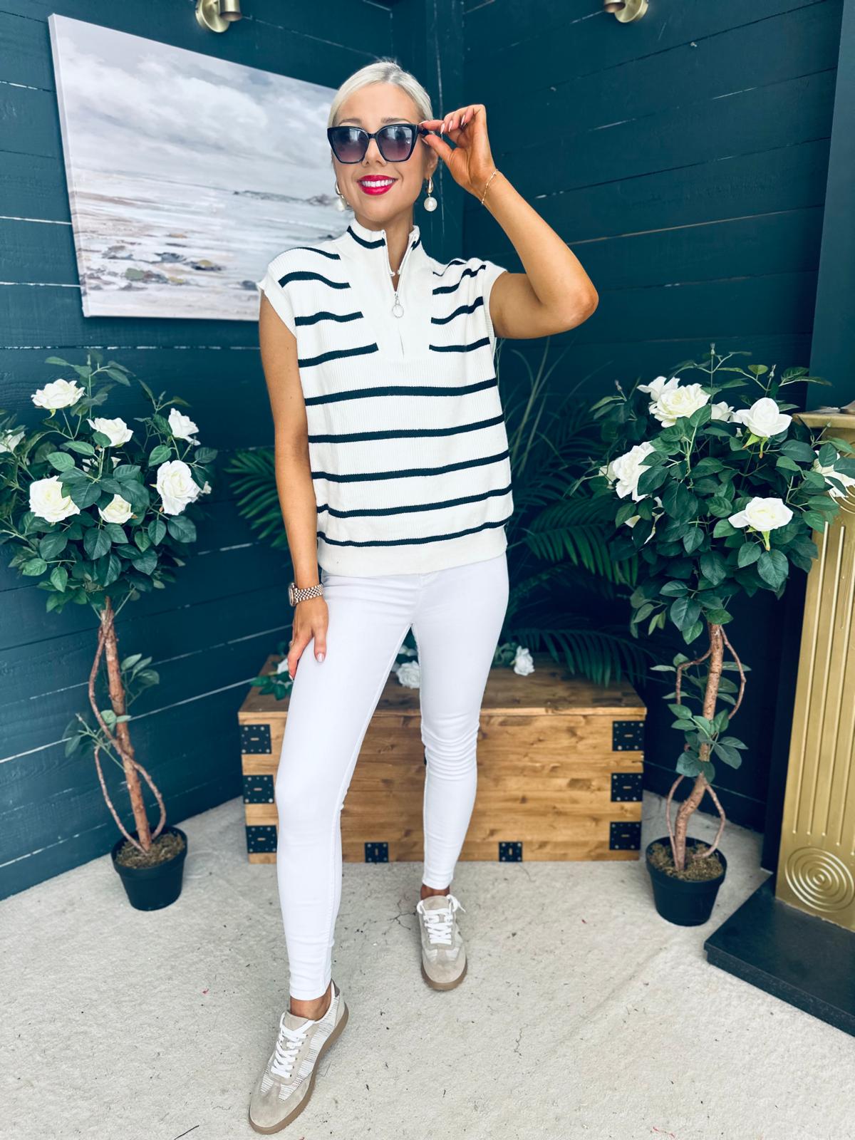 Lorna Half Zip Vest White