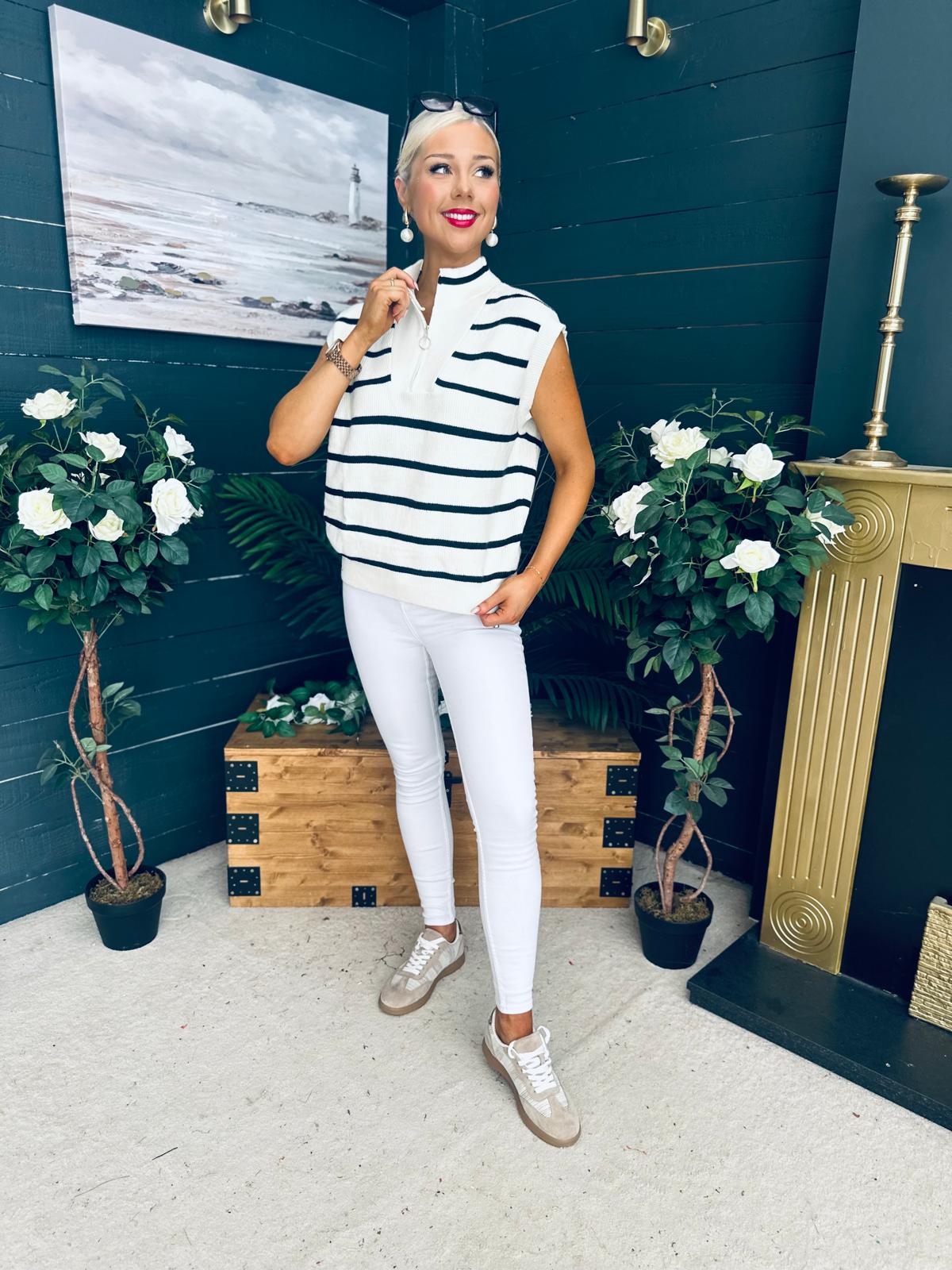 Lorna Half Zip Vest White