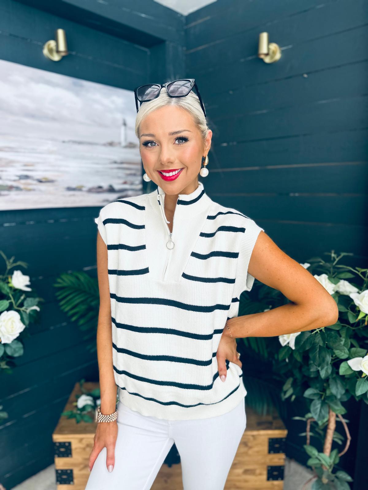 Lorna Half Zip Vest White