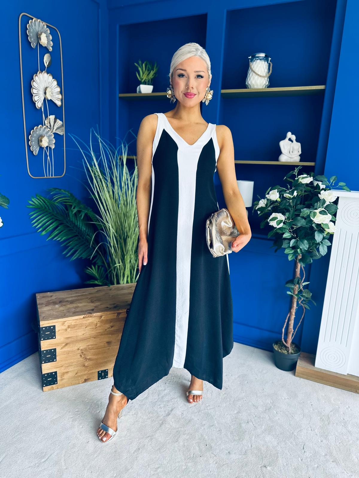 Jules 2 Tone Midi Dress Black