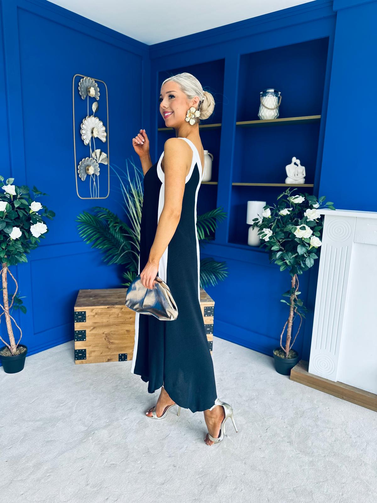 Jules 2 Tone Midi Dress Black