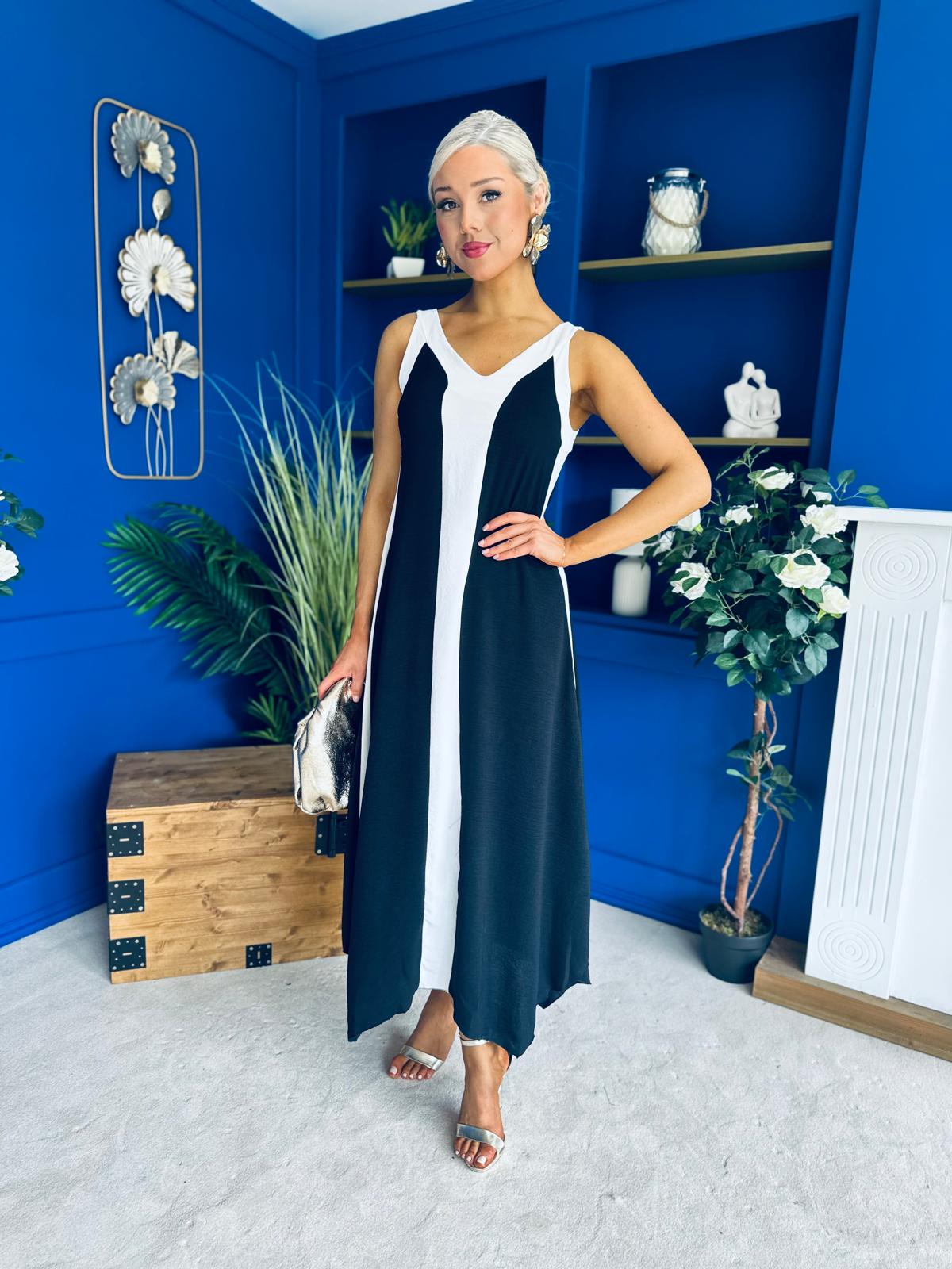 Jules 2 Tone Midi Dress Black