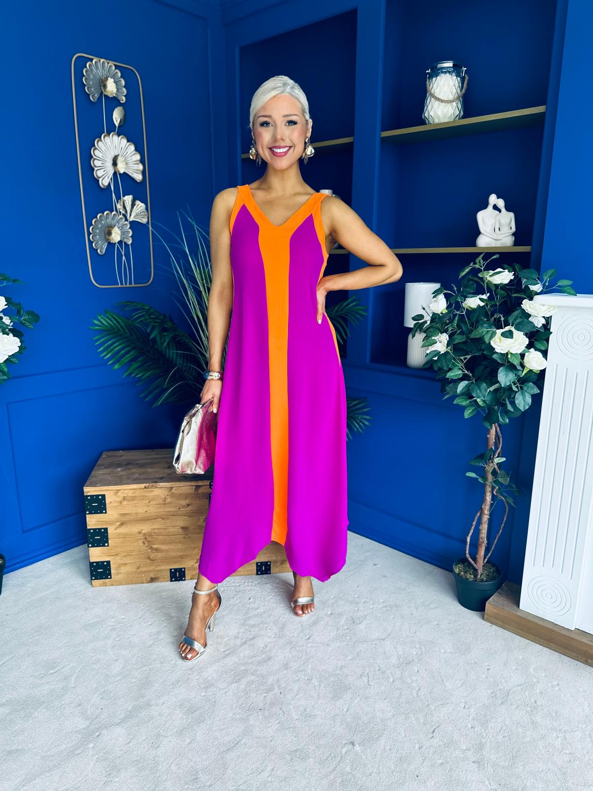 Jules 2 Tone Midi Dress Orchid