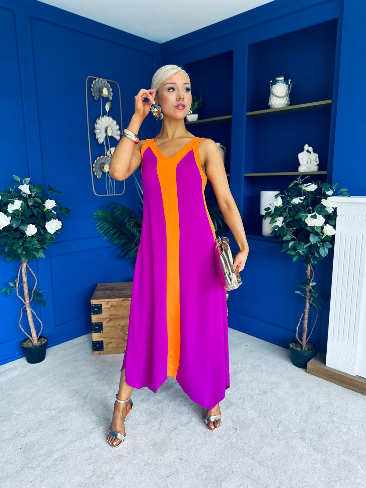 Jules 2 Tone Midi Dress Orchid