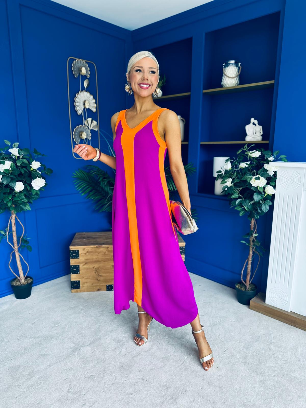 Jules 2 Tone Midi Dress Orchid