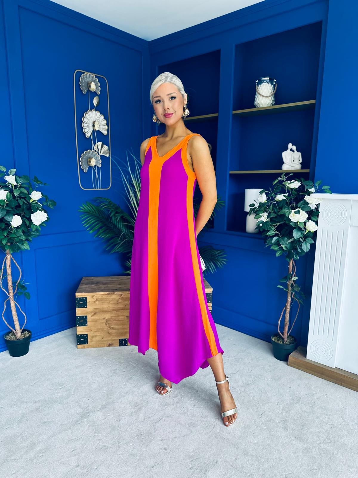 Jules 2 Tone Midi Dress Orchid