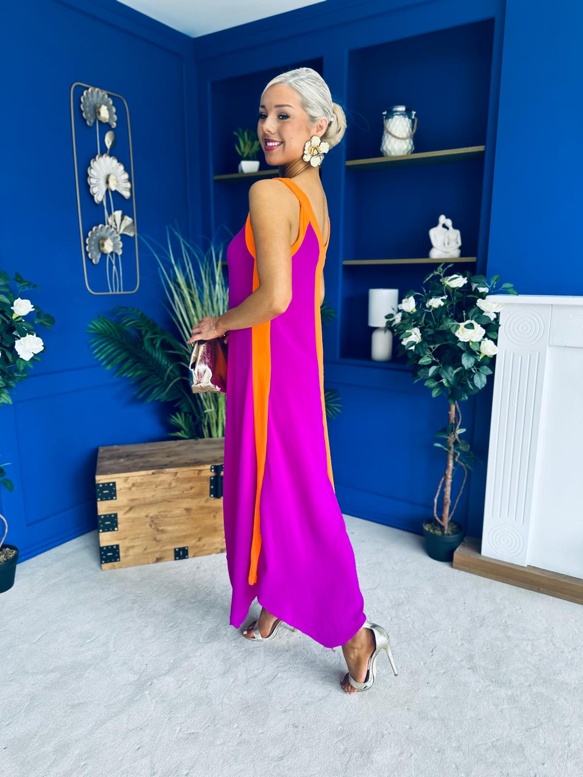 Jules 2 Tone Midi Dress Orchid