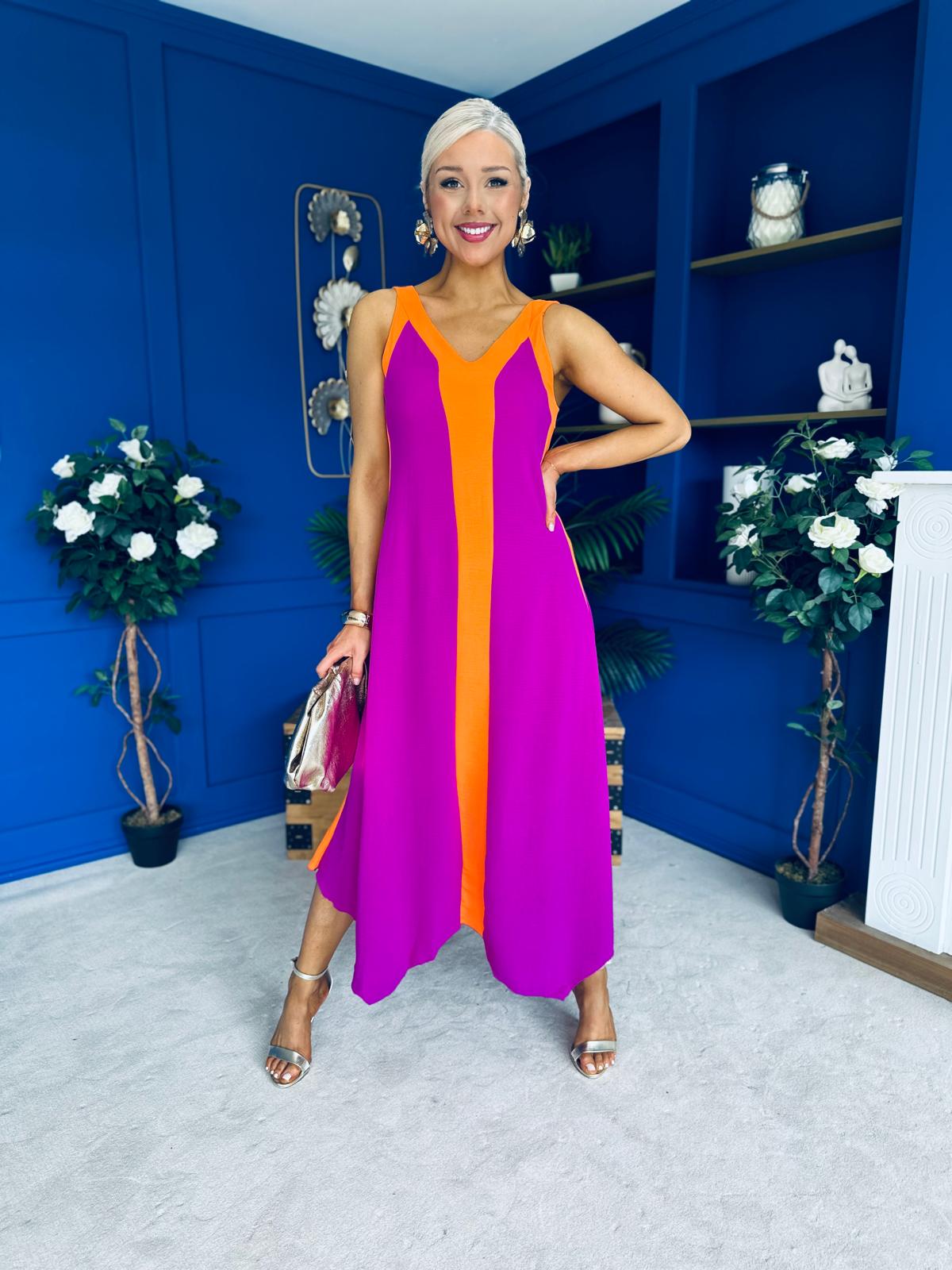 Jules 2 Tone Midi Dress Orchid