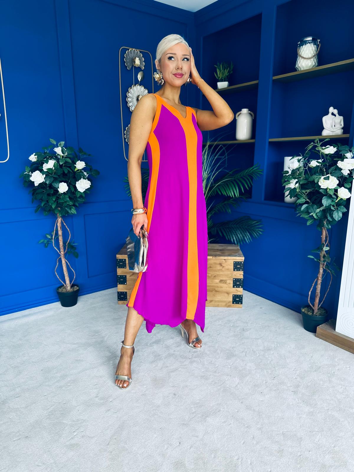 Jules 2 Tone Midi Dress Orchid