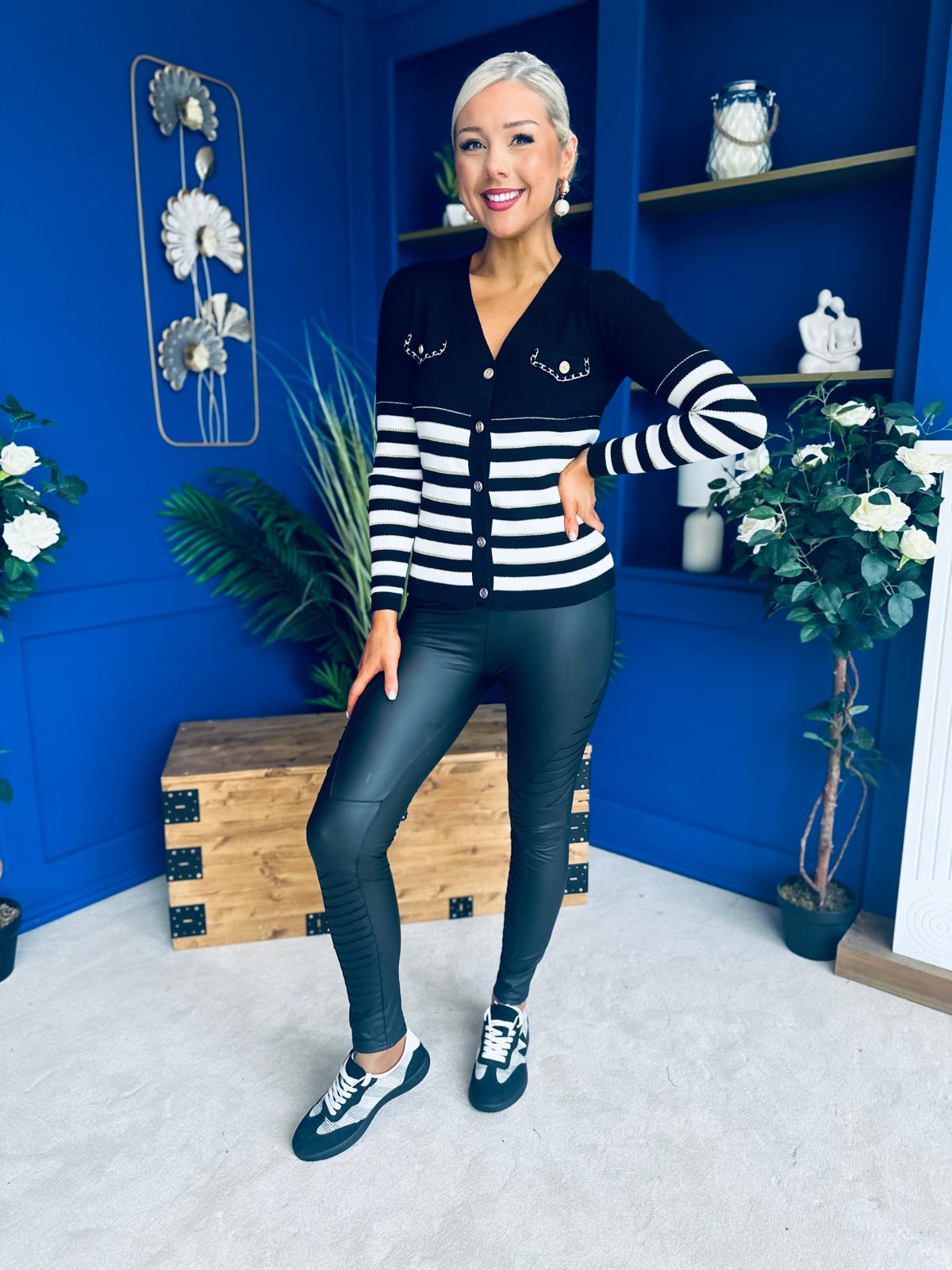 Juno Ribbed Detail Leggings Black