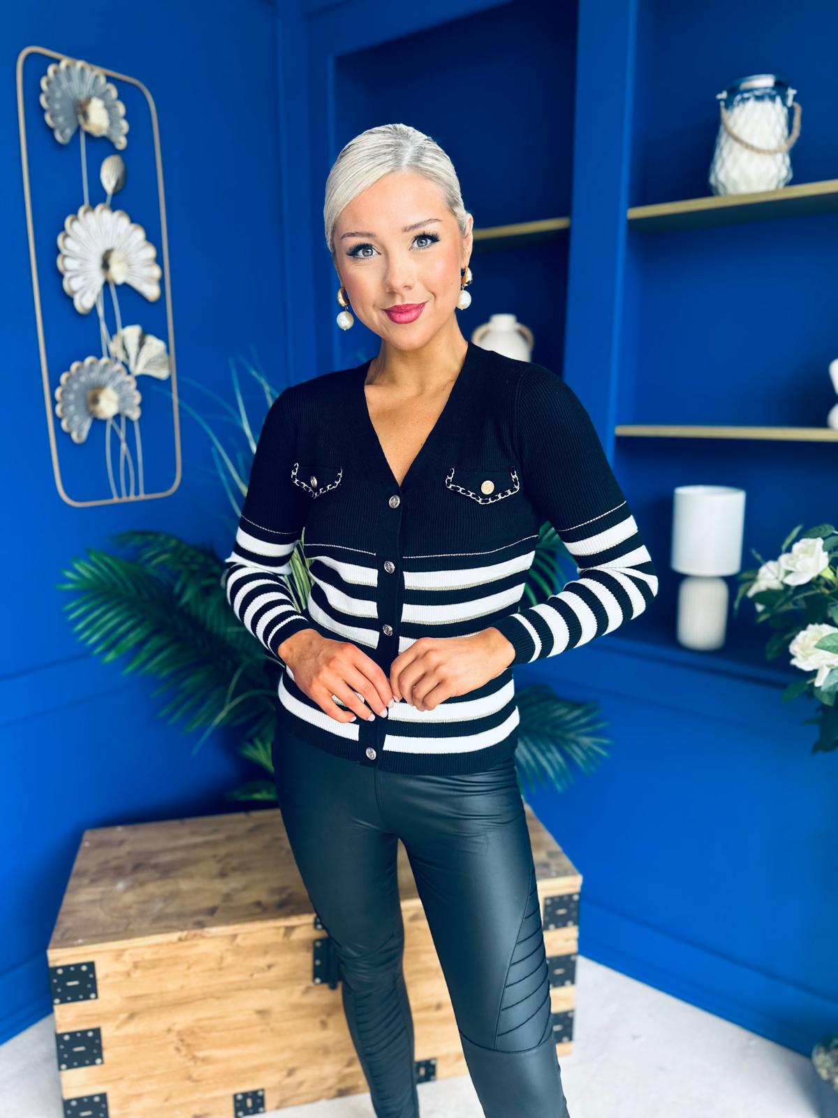 Jess Detailed Cardi Black