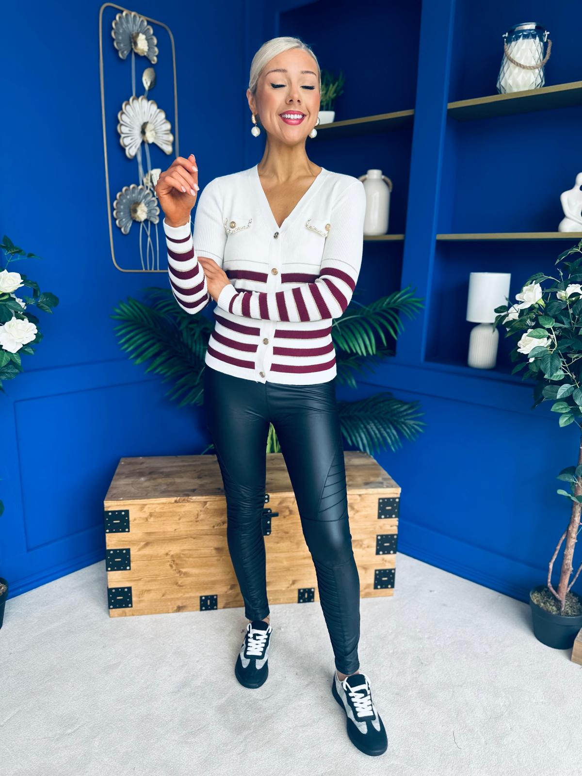 Jess Detailed Cardi Burgundy