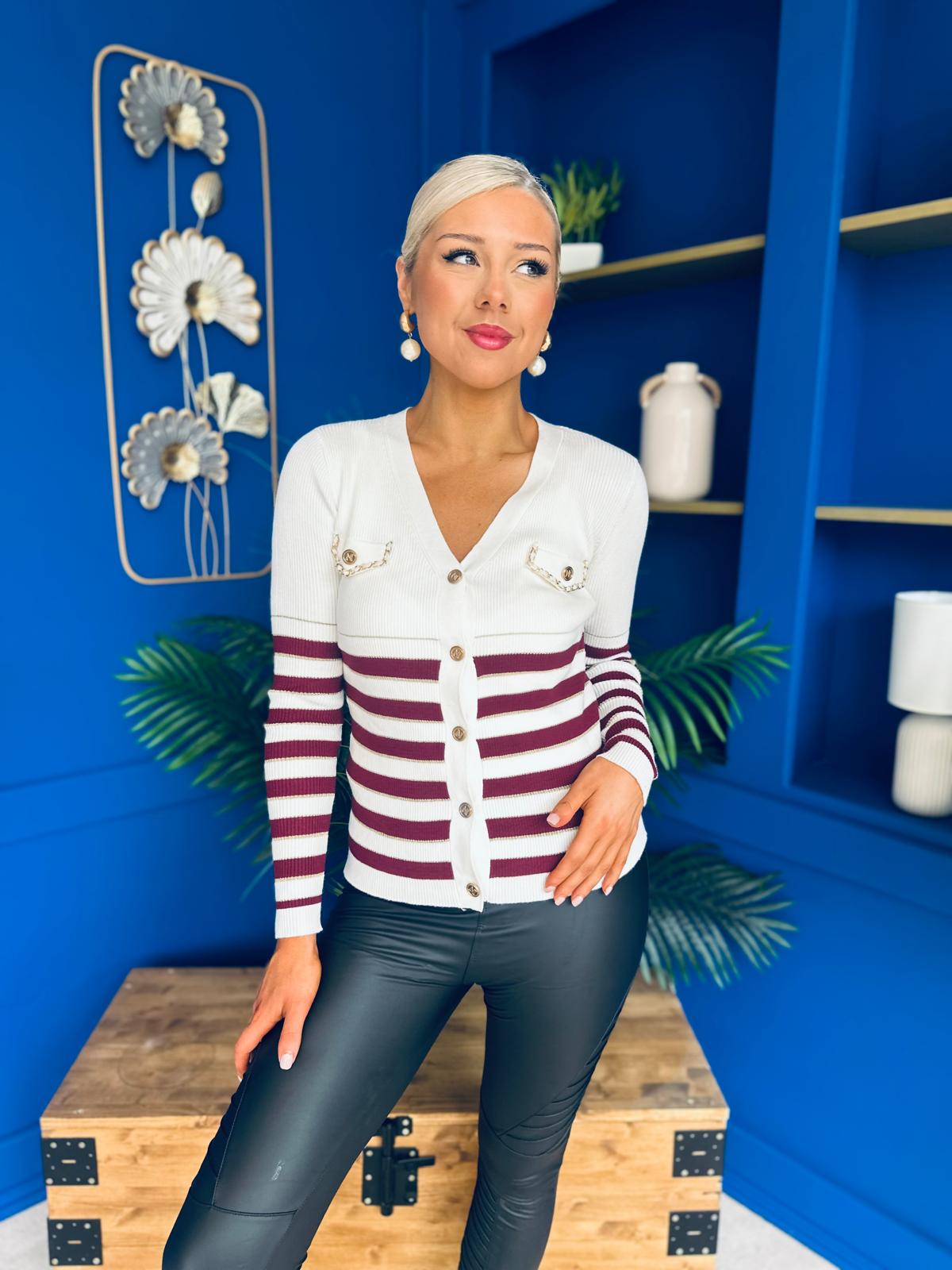 Jess Detailed Cardi Burgundy