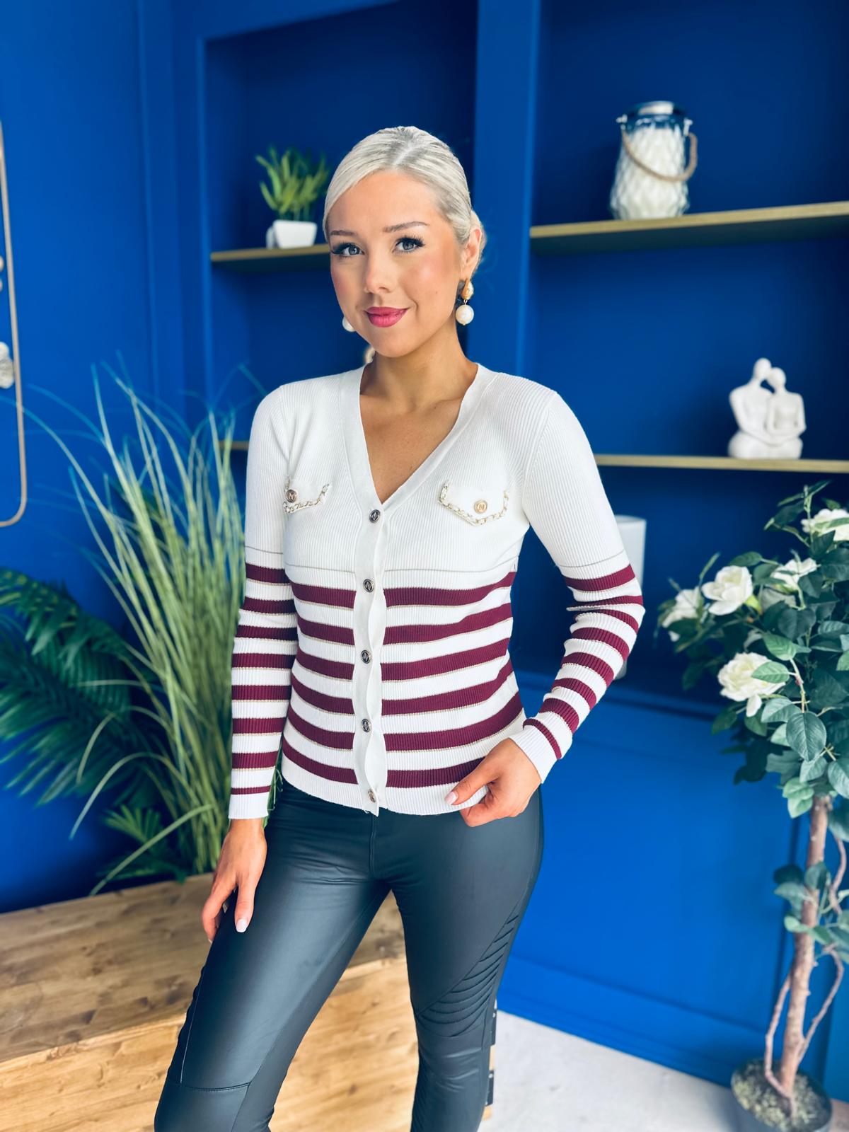 Jess Detailed Cardi Burgundy