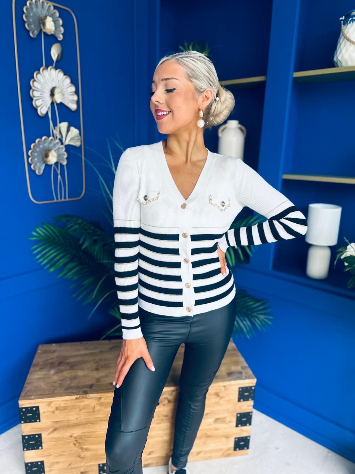 Jess Detailed Cardi Cream
