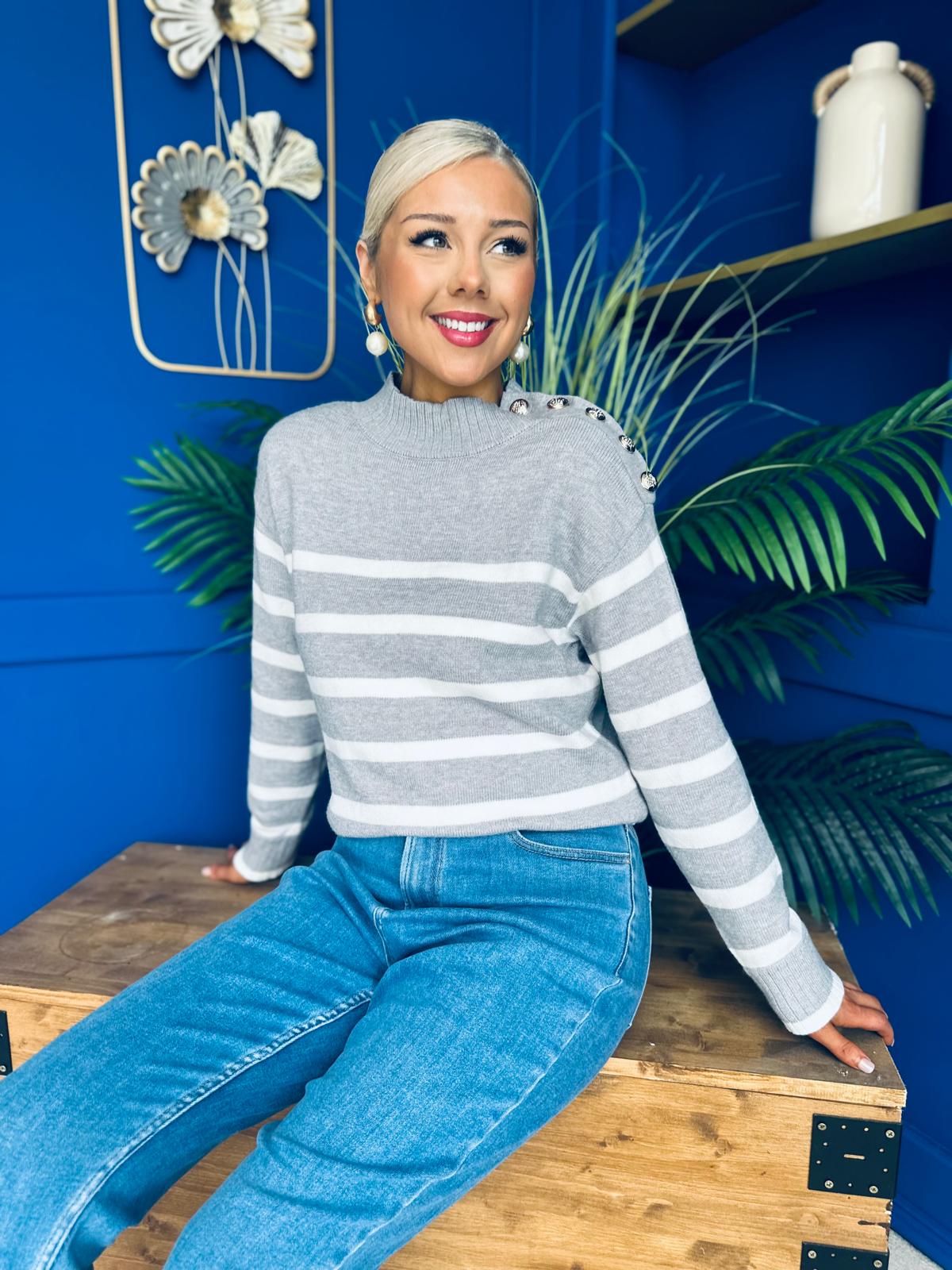Fran Detailed Longline Jumper Grey
