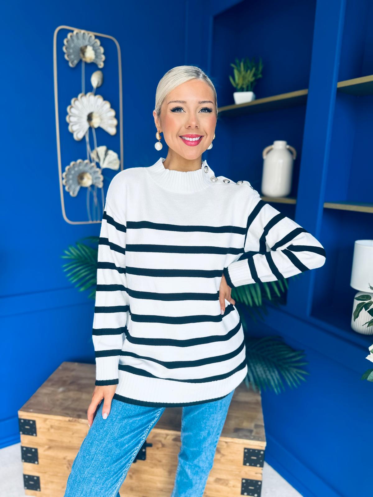 Fran Detailed Longline Jumper White