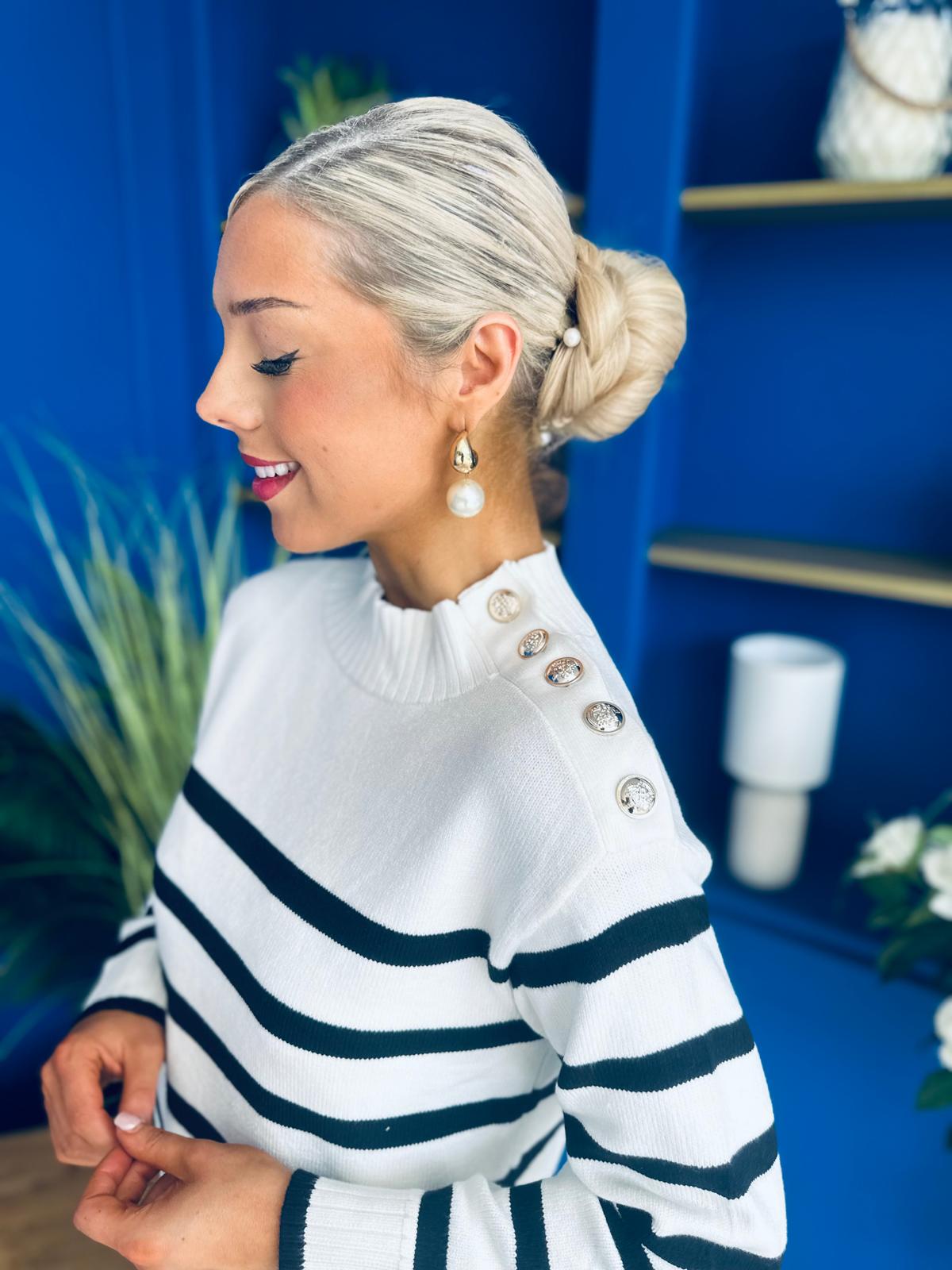 Fran Detailed Longline Jumper White