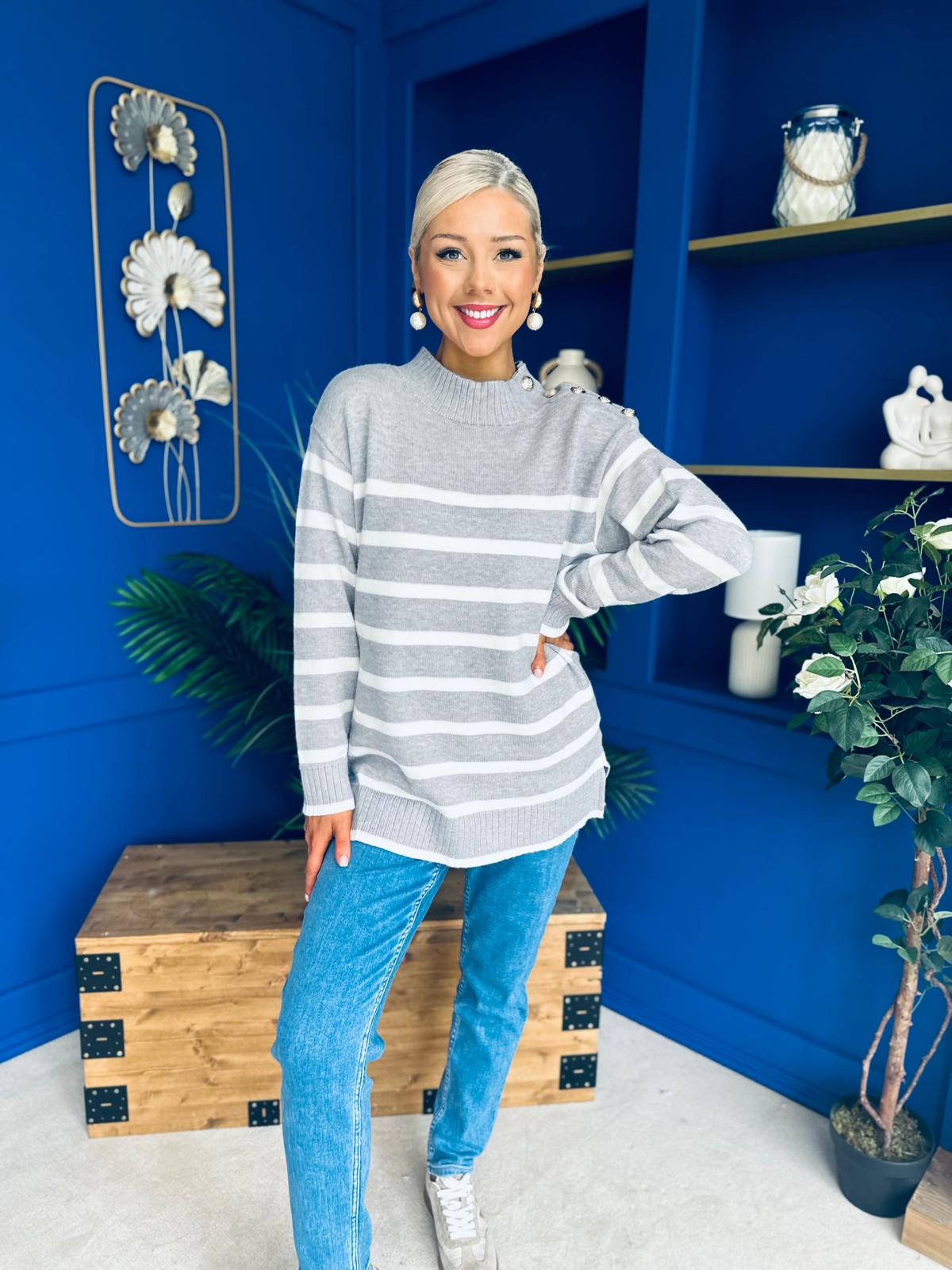 Fran Detailed Longline Jumper Grey