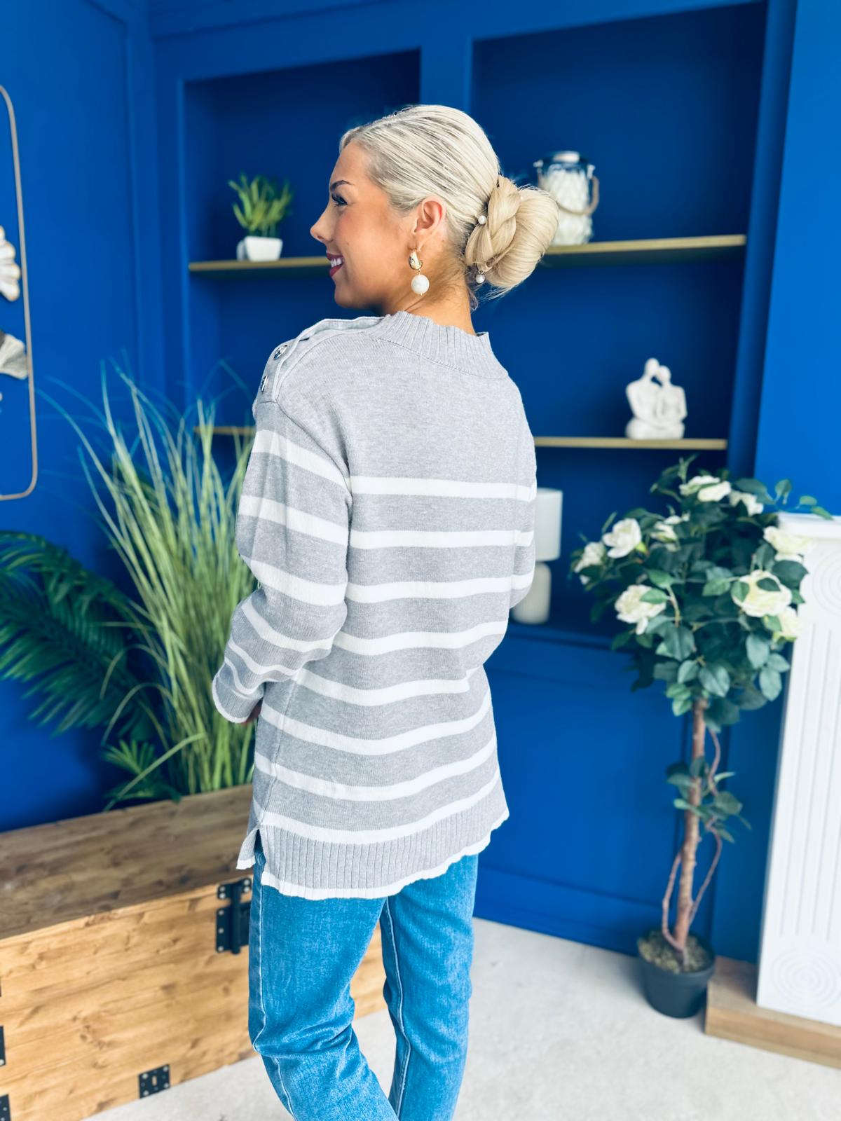Fran Detailed Longline Jumper Grey