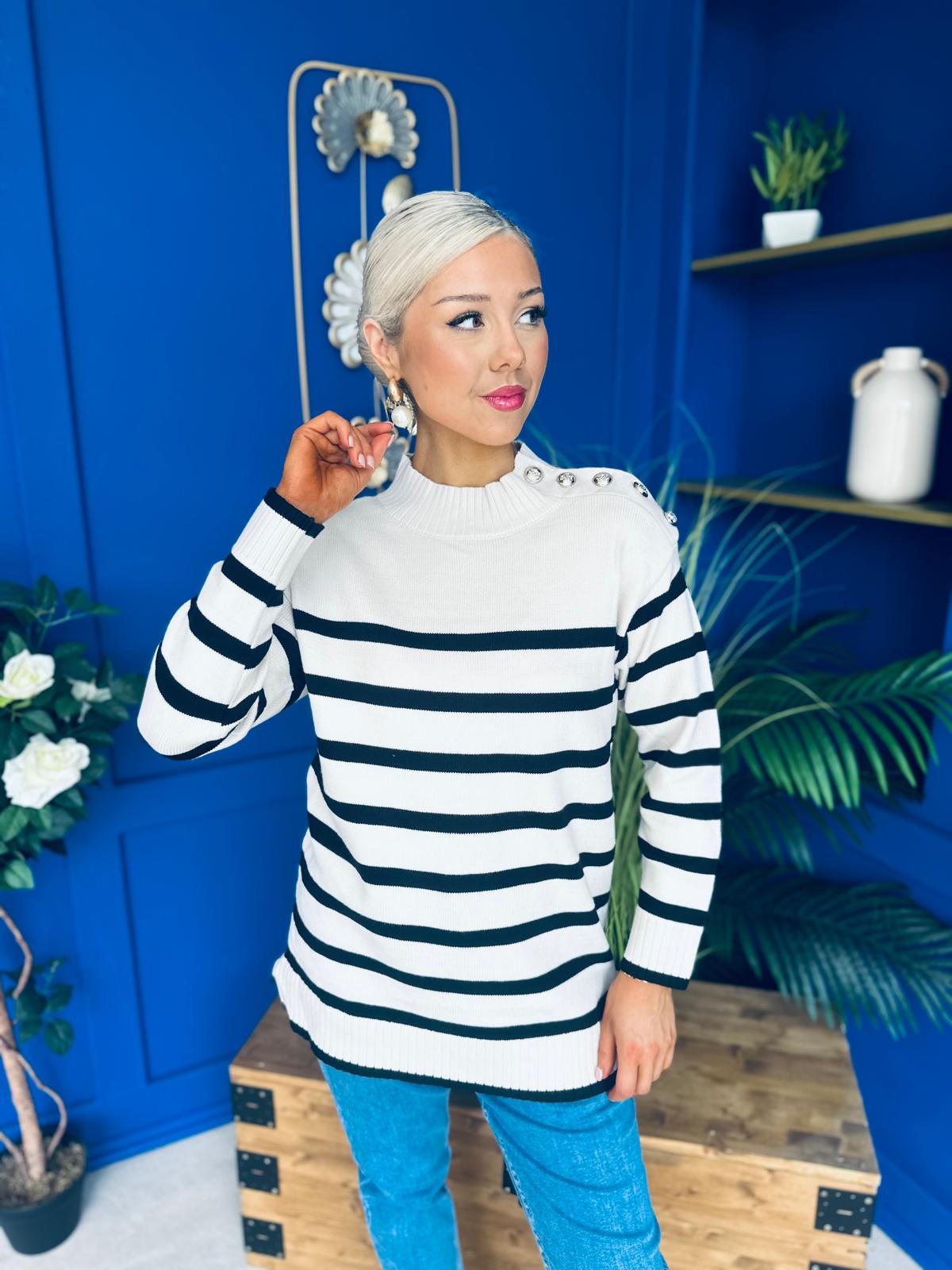 Fran Detailed Longline Jumper Cream