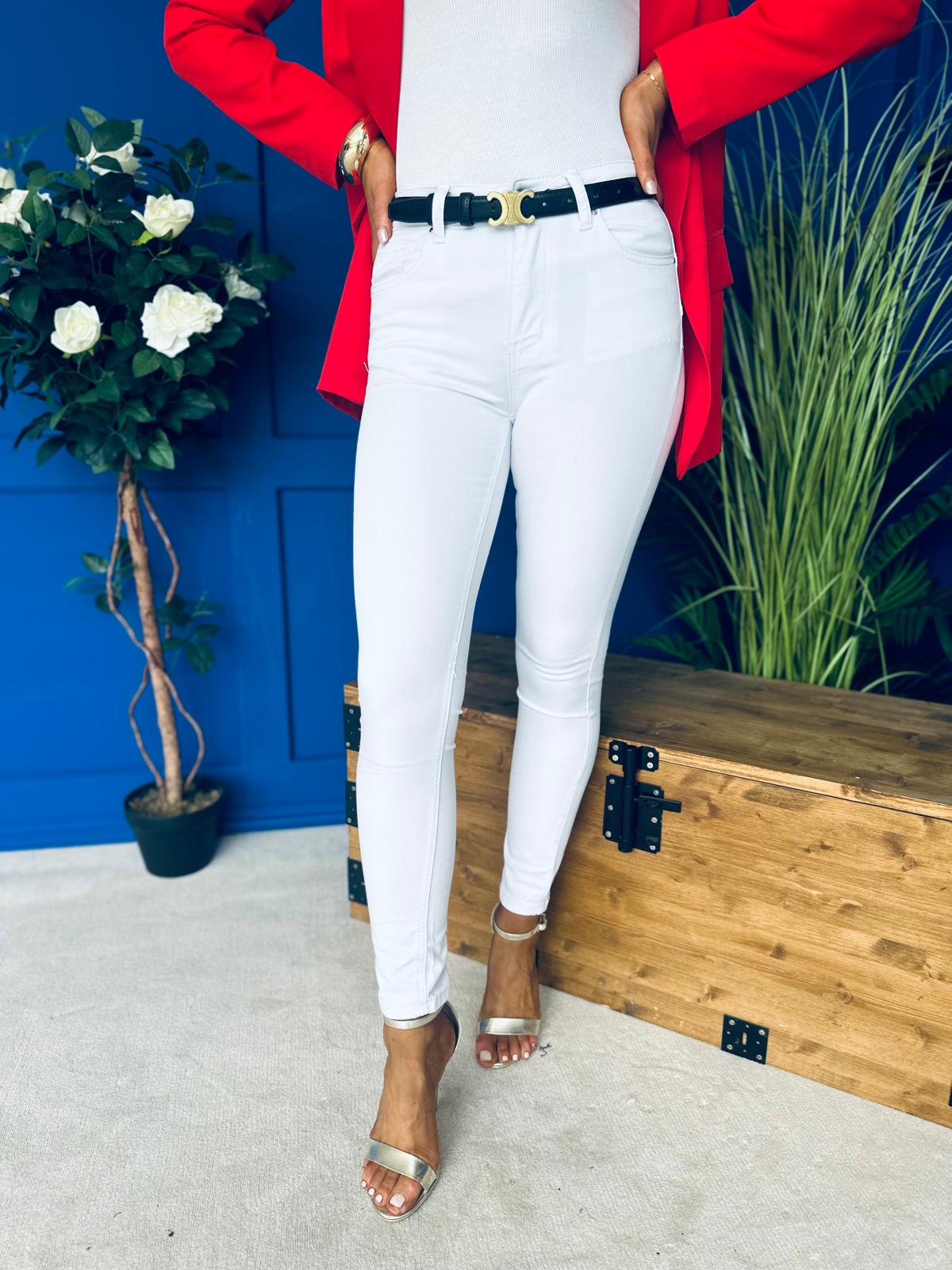 Rozie Detailed Skinny Jeans White