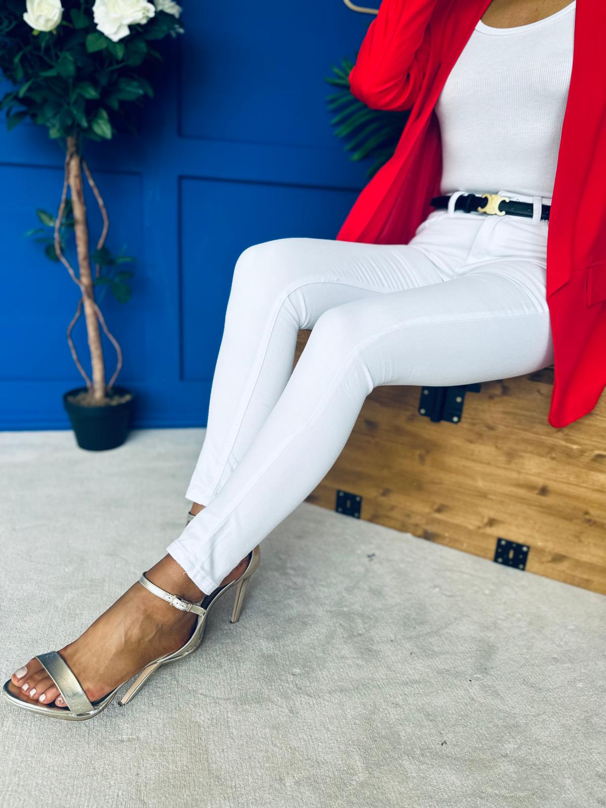 Rozie Detailed Skinny Jeans White