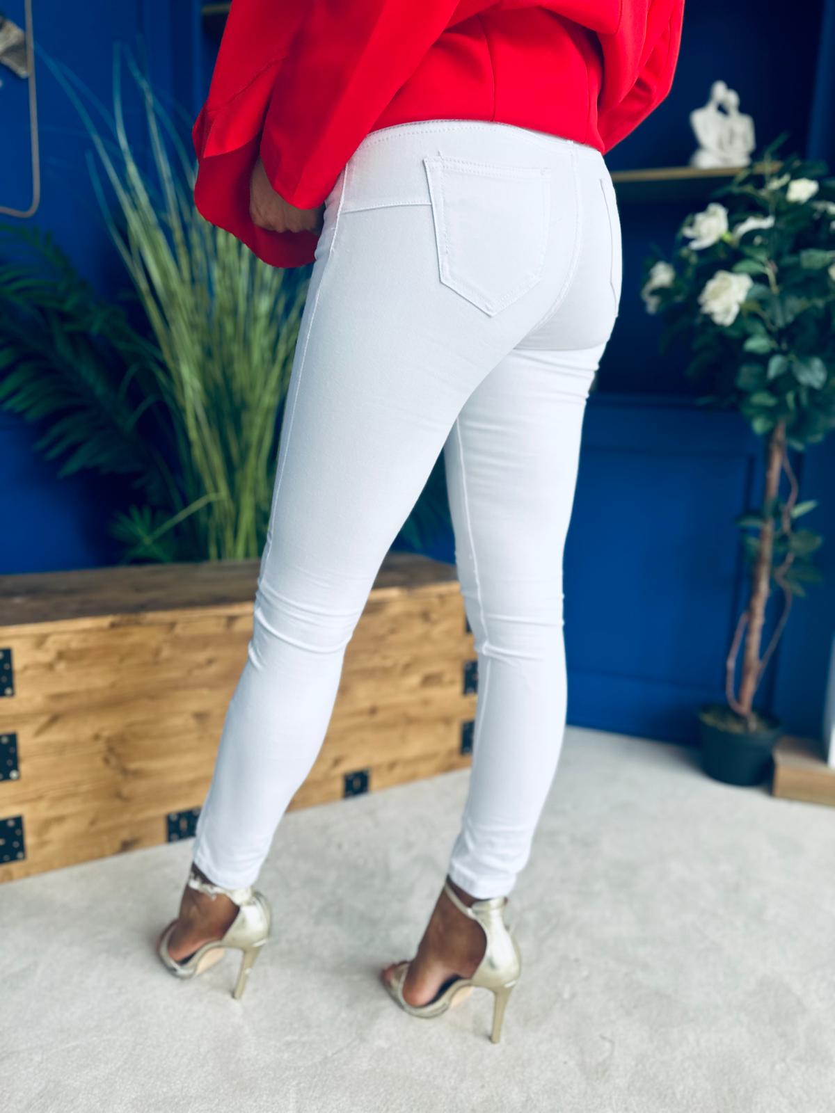 Rozie Detailed Skinny Jeans White