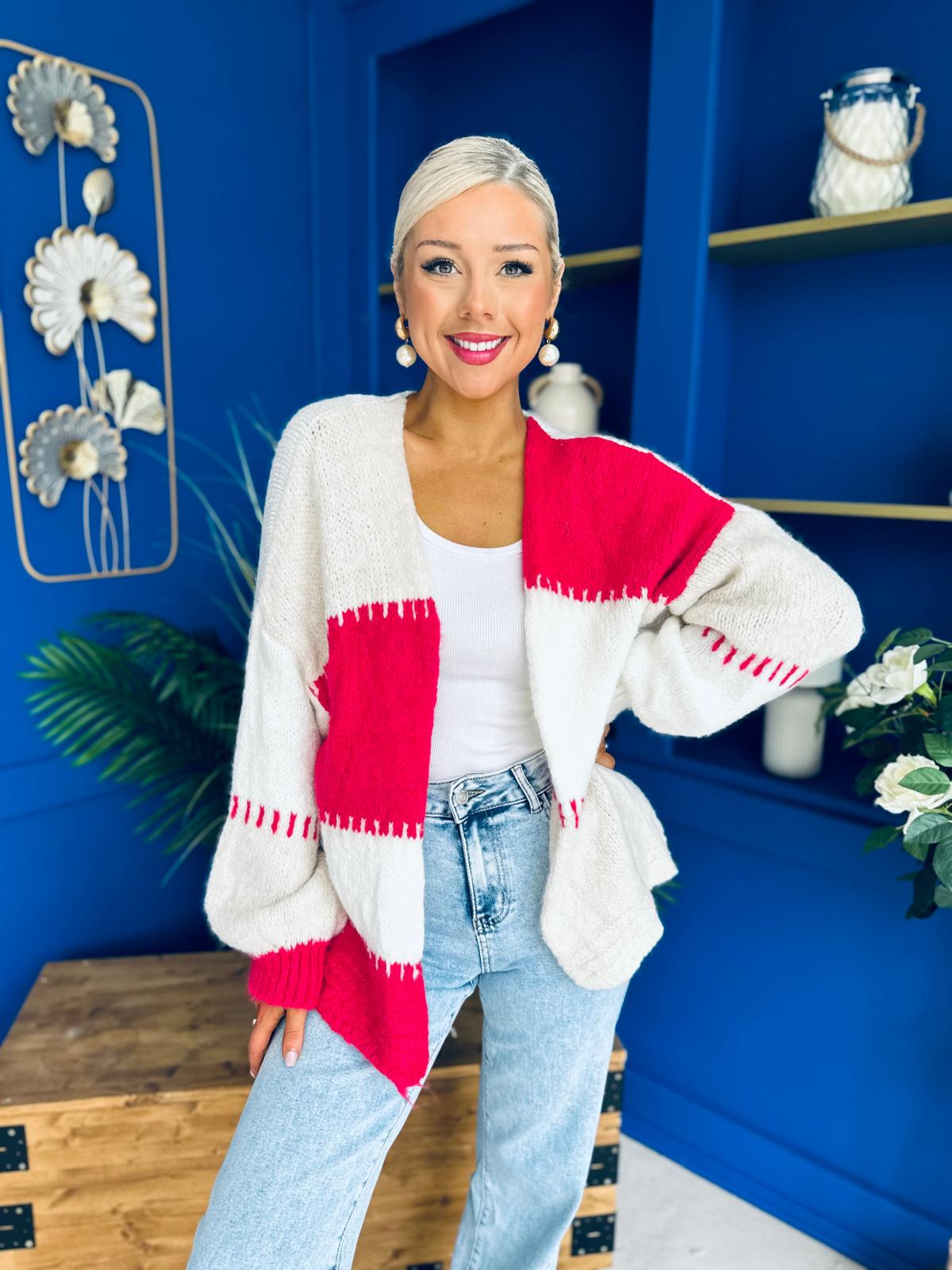 Tamara Chunky Cardi Fuchsia Pre Order 30 Aug
