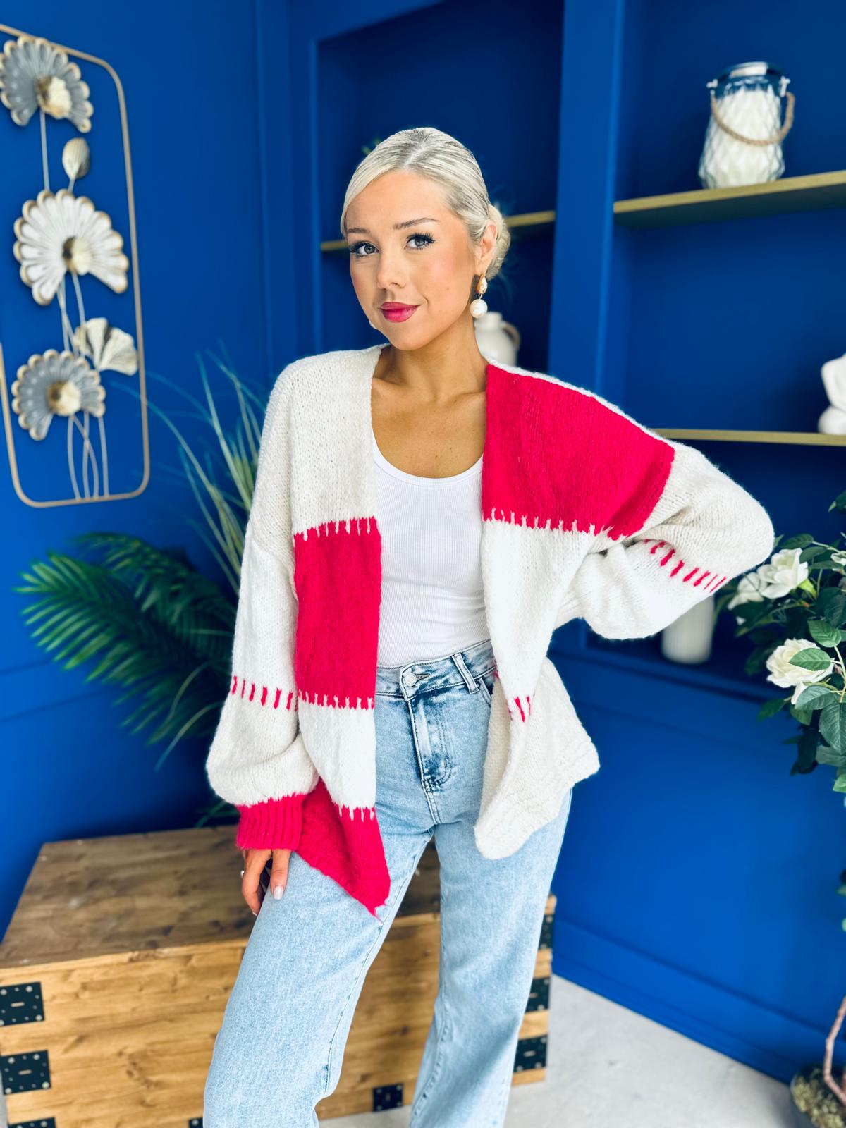 Tamara Chunky Cardi Fuchsia Pre Order 30 Aug