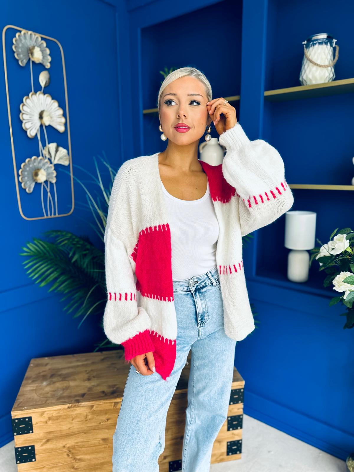 Tamara Chunky Cardi Fuchsia Pre Order 30 Aug