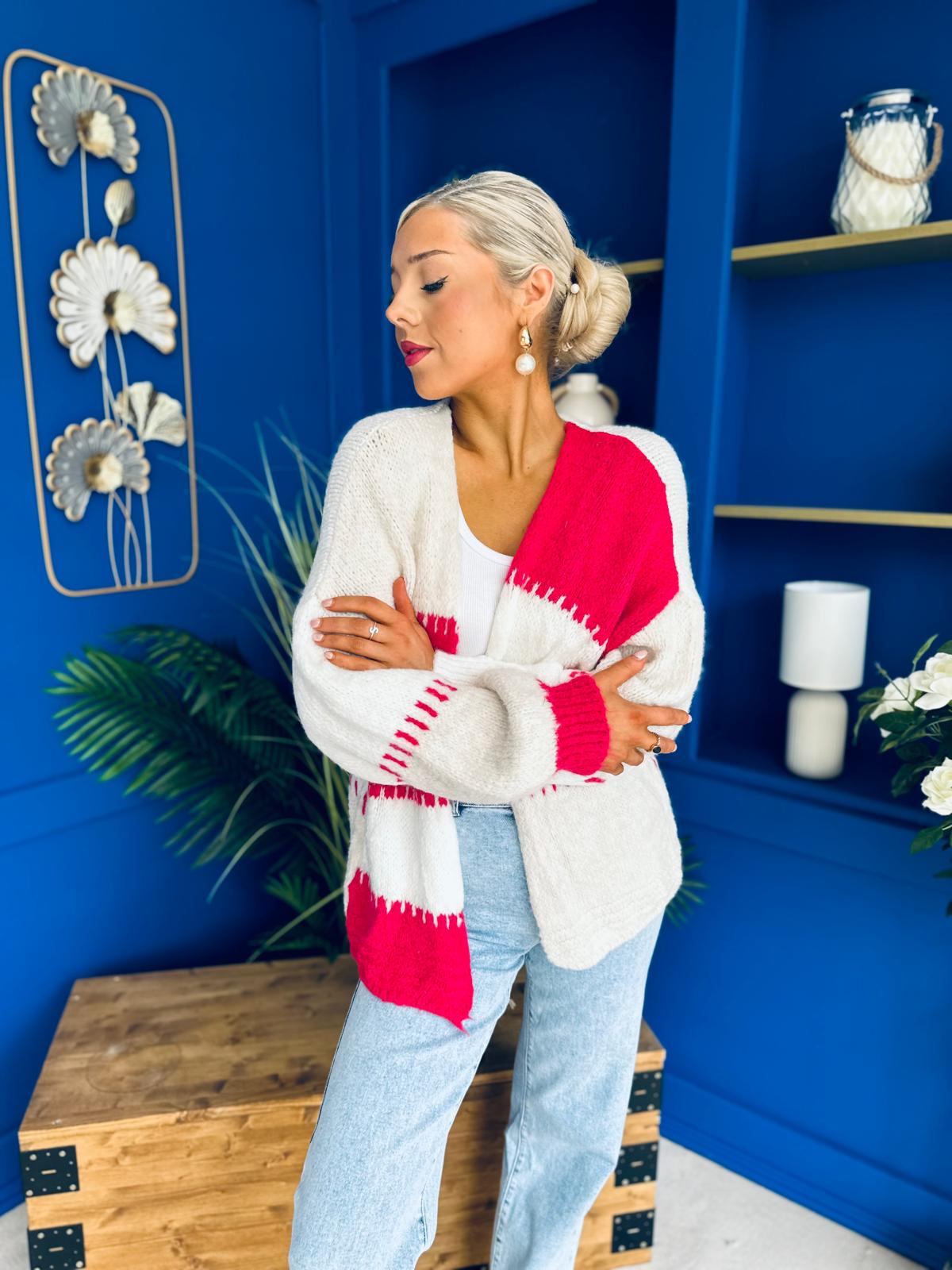 Tamara Chunky Cardi Fuchsia Pre Order 30 Aug