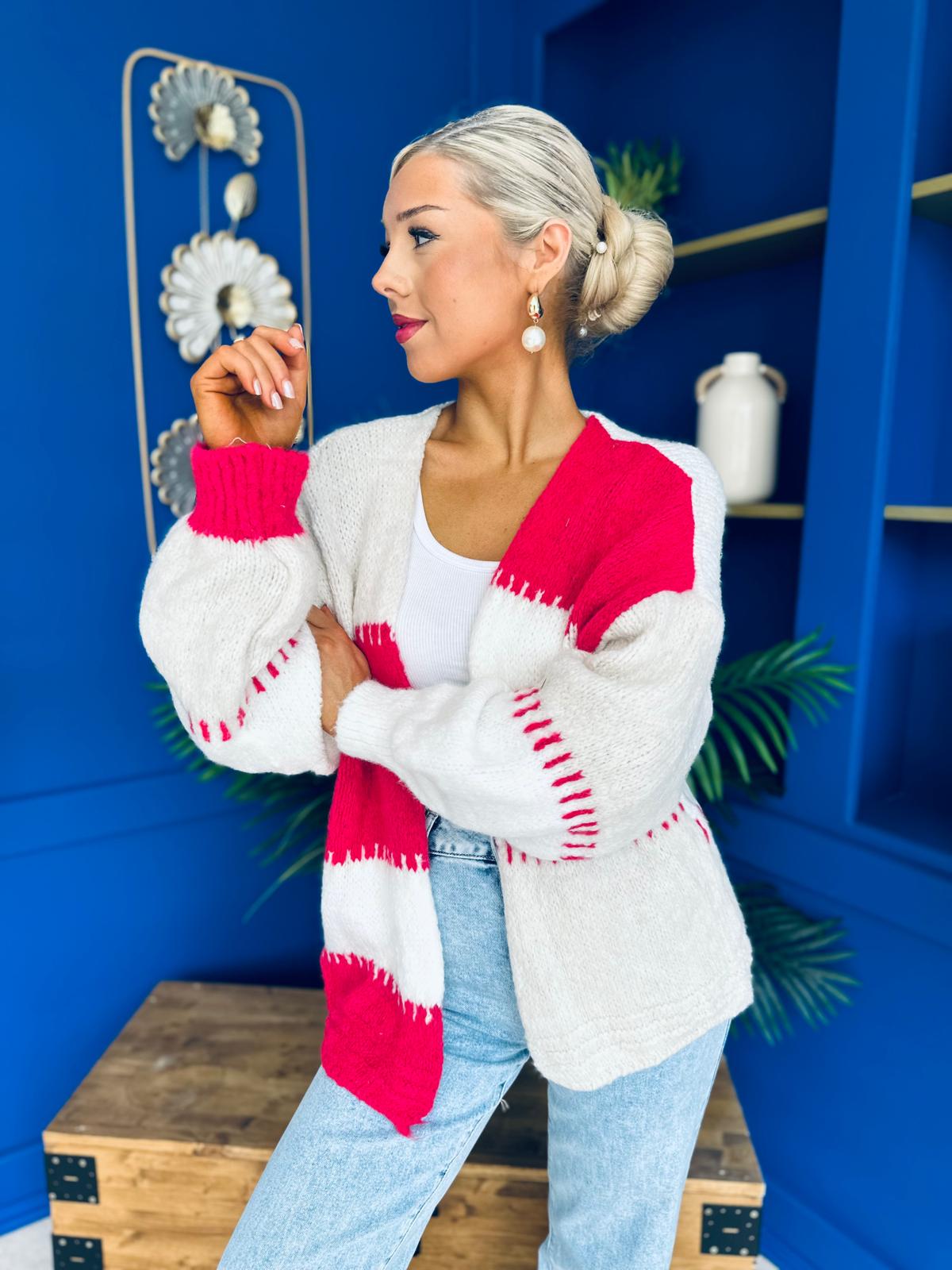 Tamara Chunky Cardi Fuchsia Pre Order 30 Aug