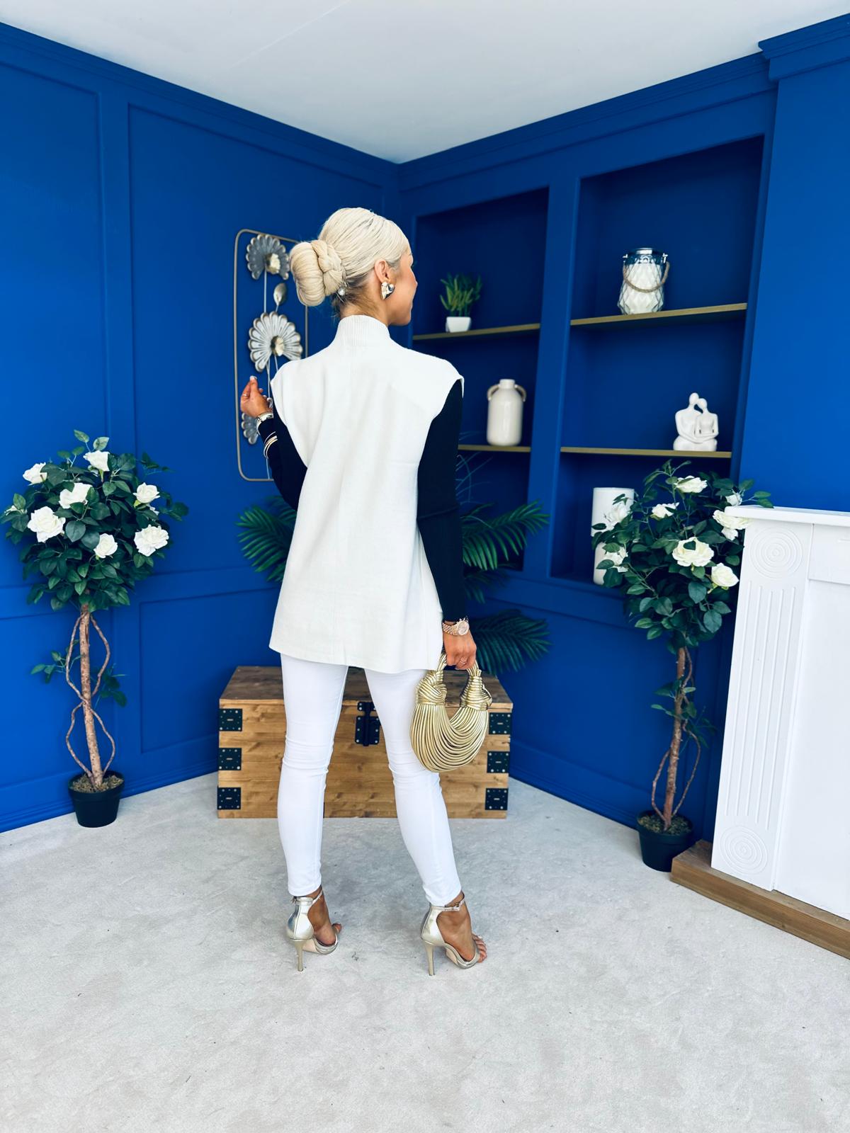Tara Longline Knit Gilet Cream