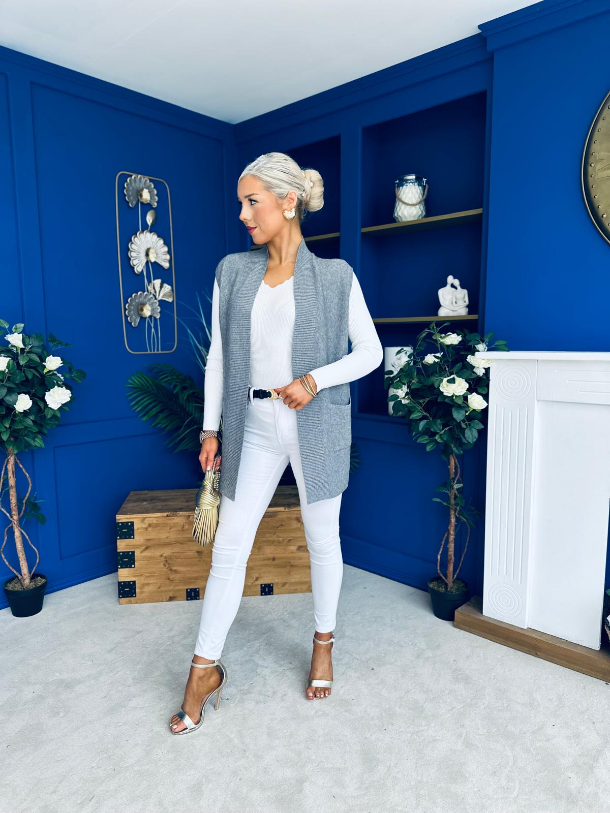 Tara Longline Knit Gilet Grey