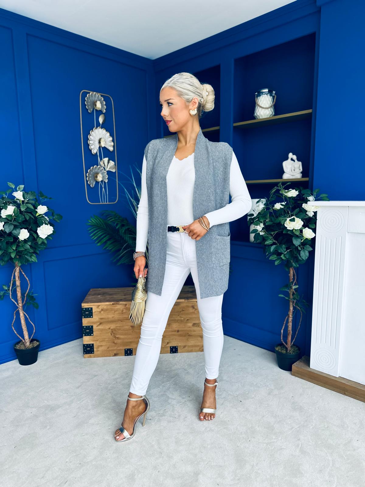 Tara Longline Knit Gilet Grey