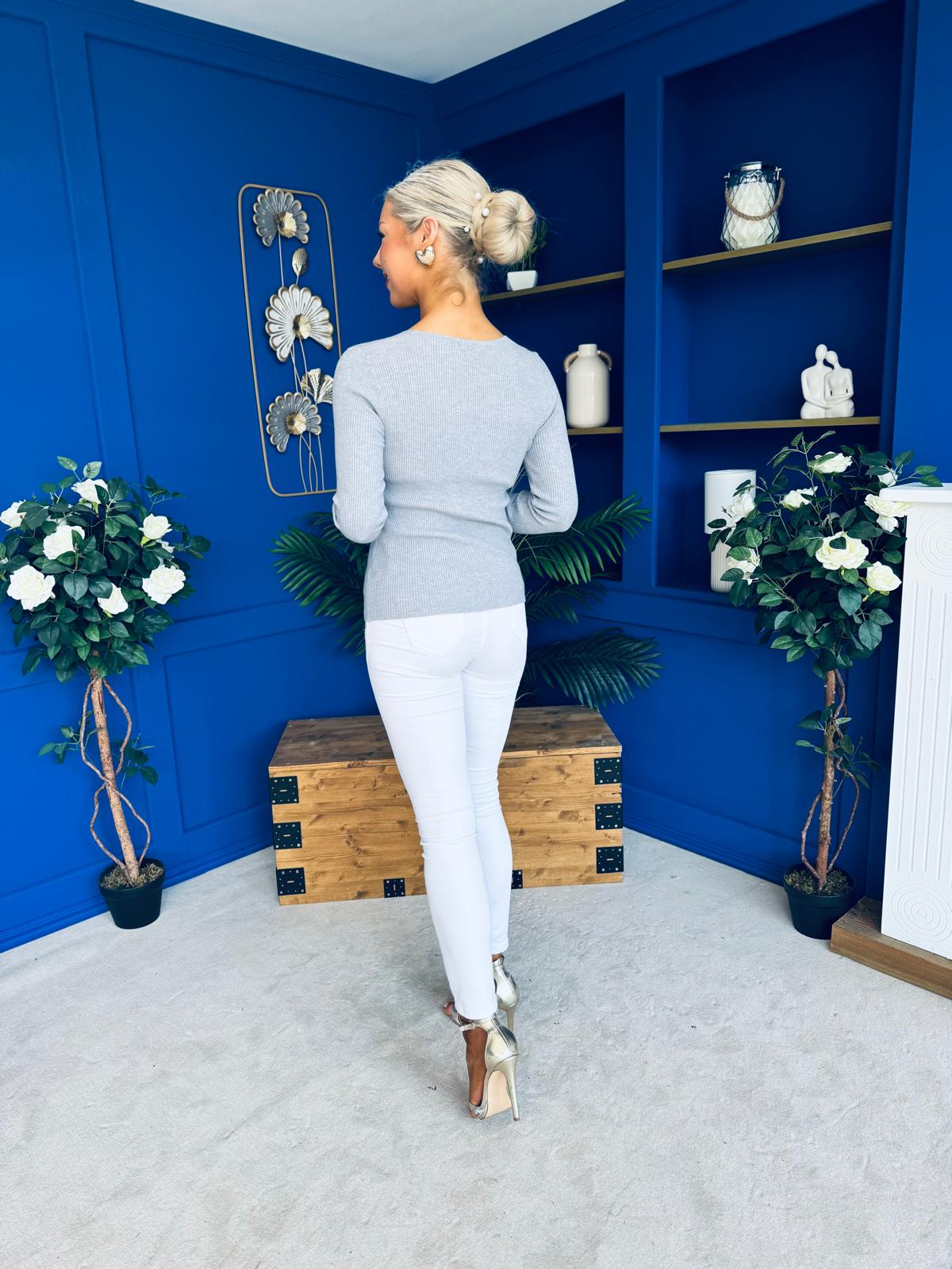 Dee Detailed Longline Top Grey