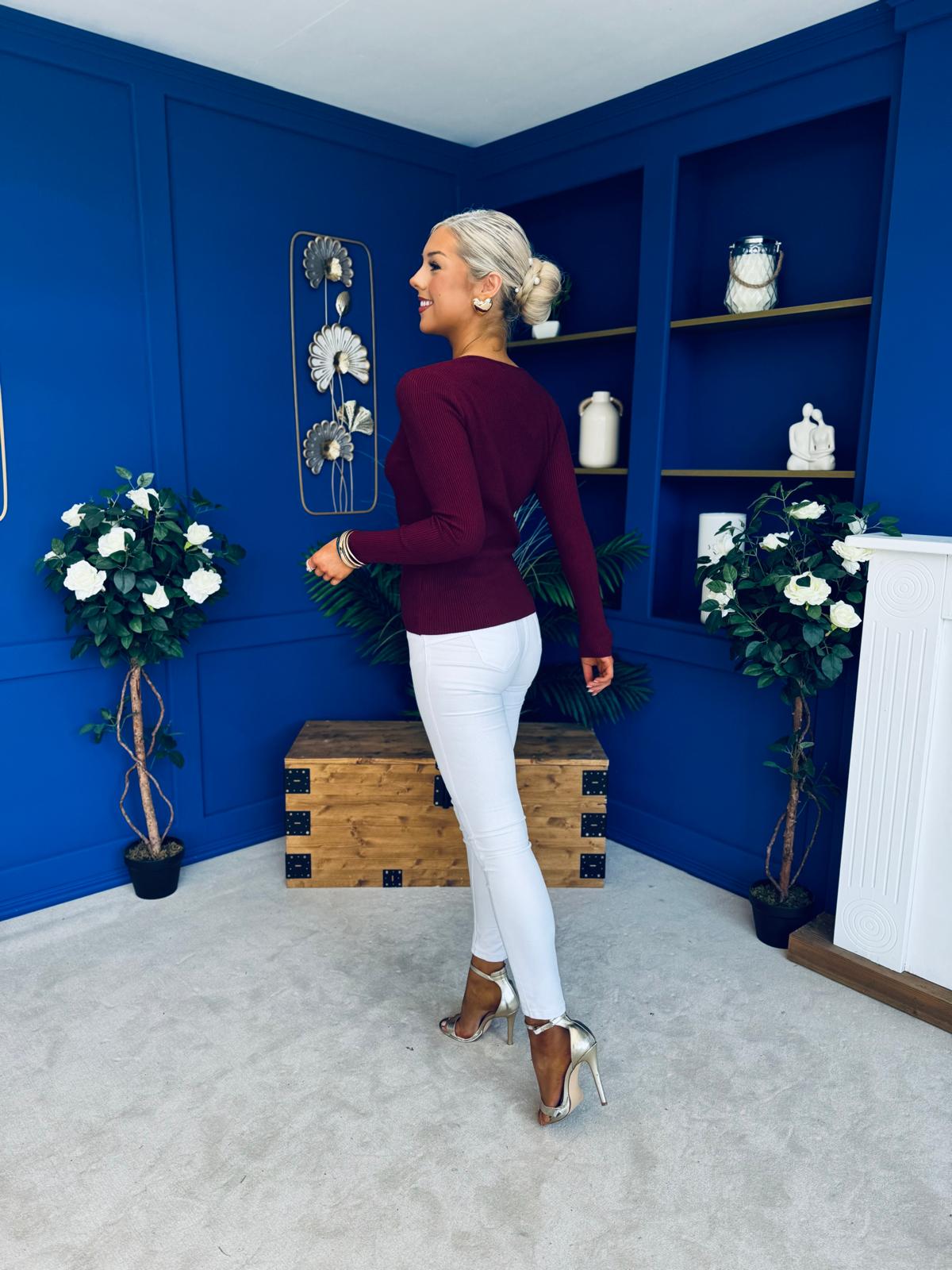 Dee Detailed Longline Top Wine