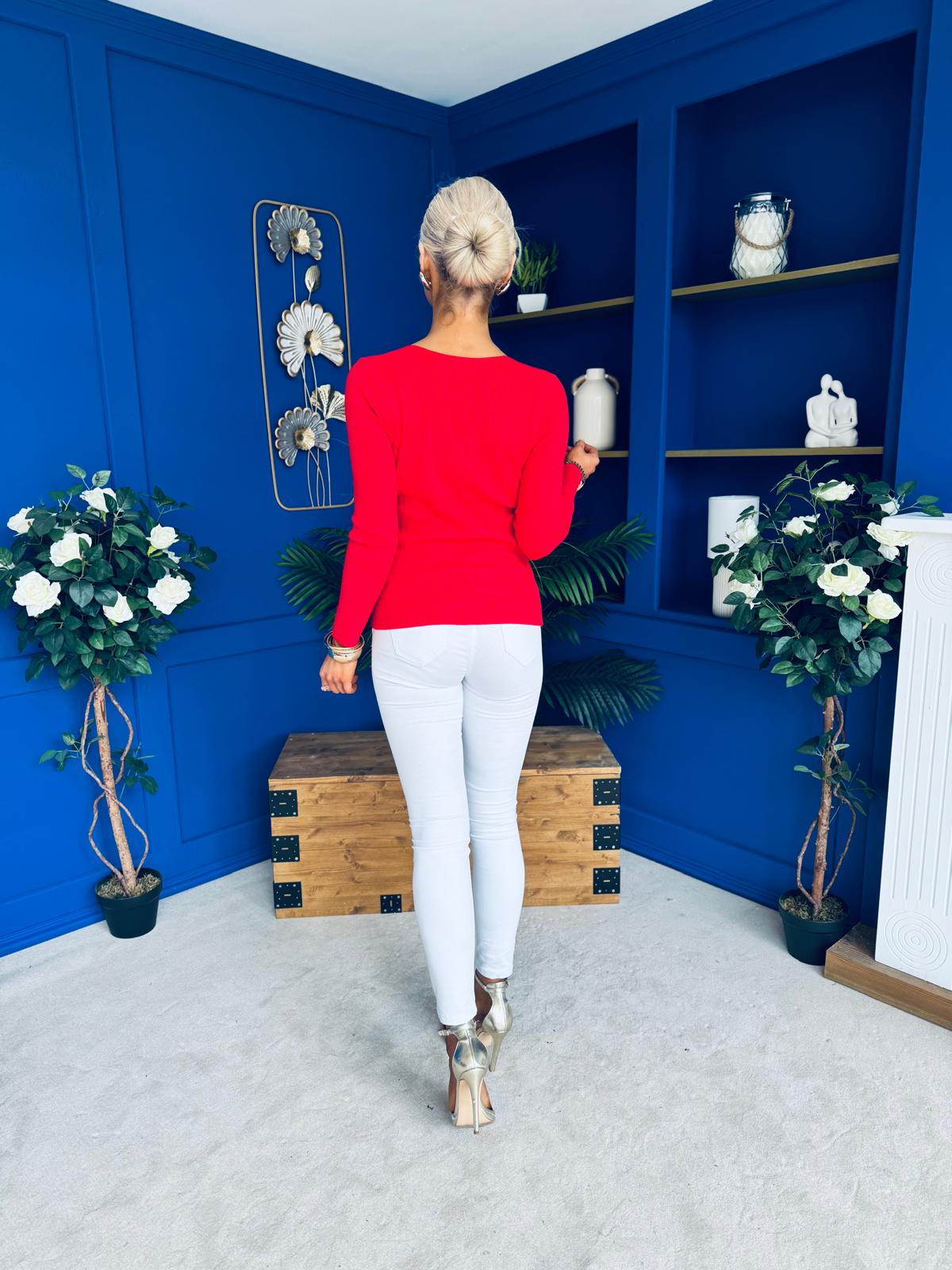 Dee Detailed Longline Top Red