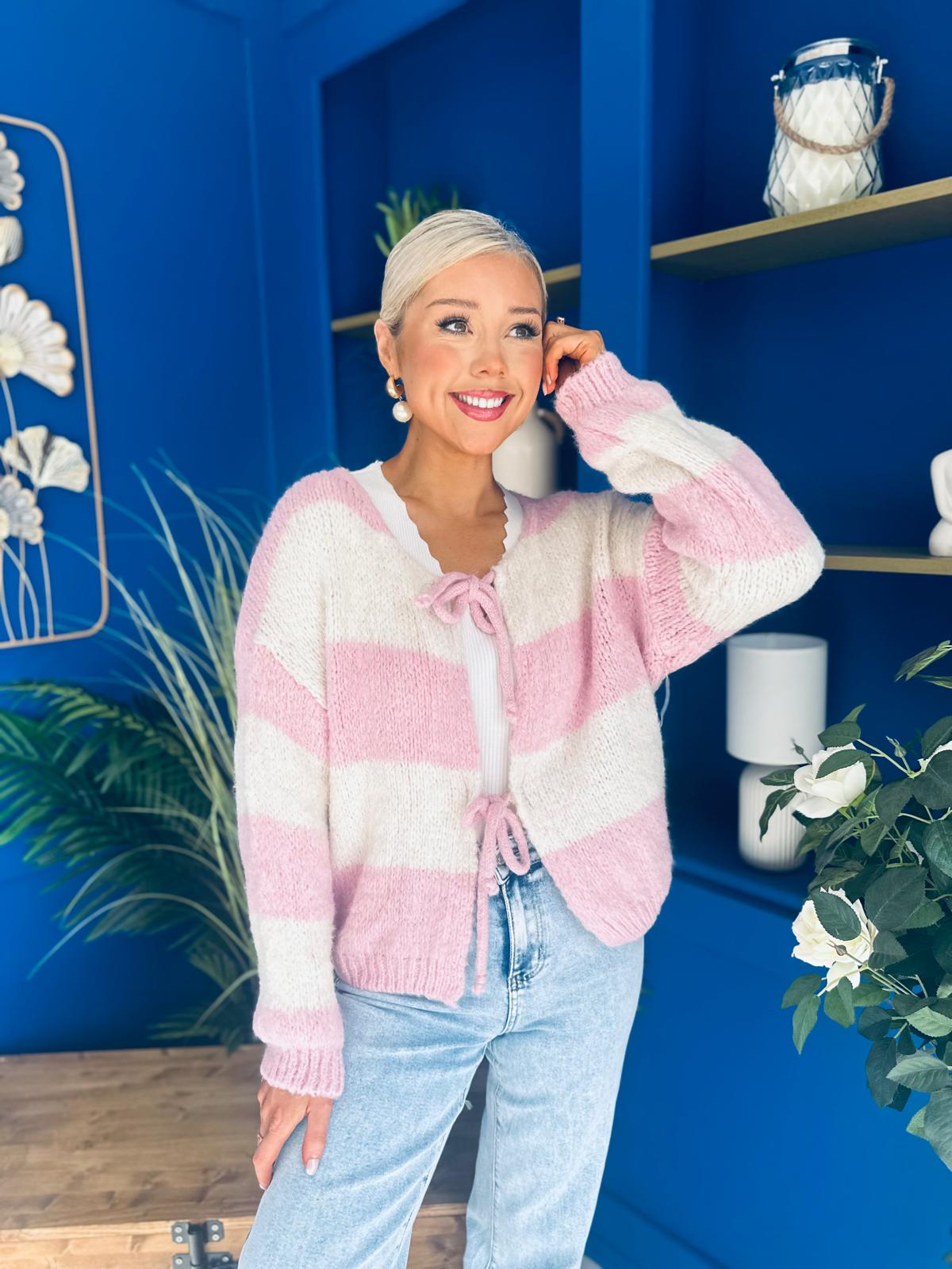 Kila Tie Detail Jumper Pink