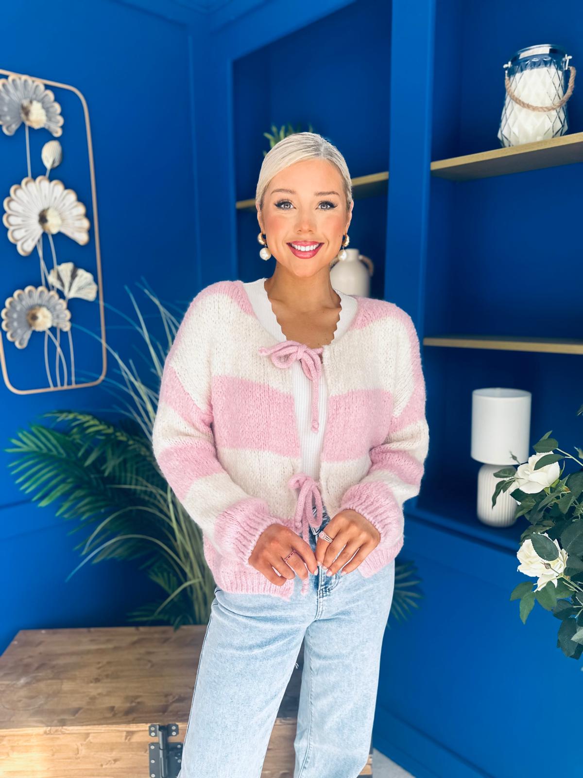 Kila Tie Detail Jumper Pink