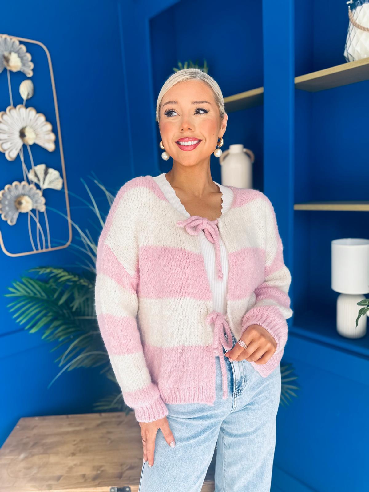 Kila Tie Detail Jumper Pink