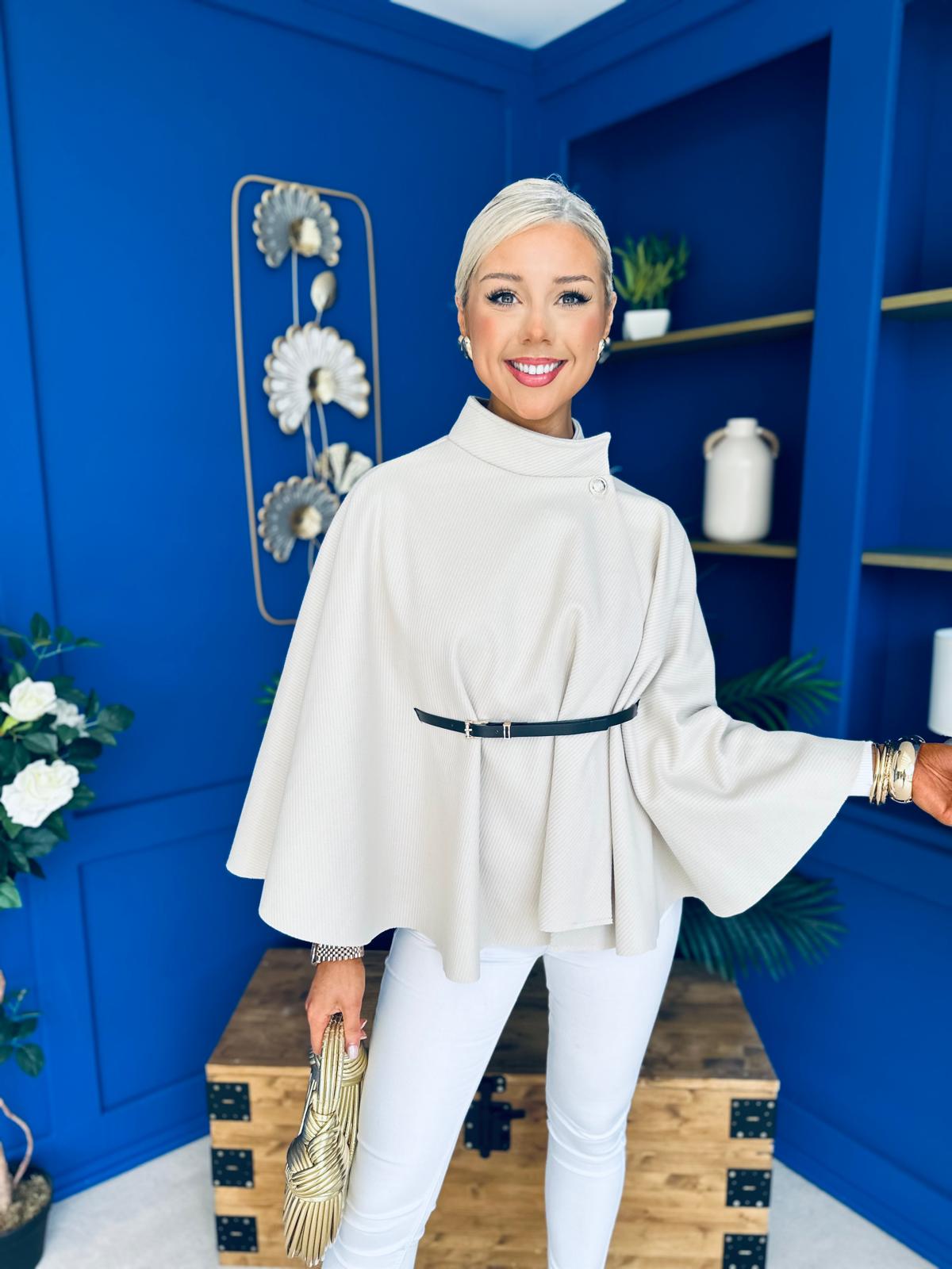 Celia Belted Cape Cream