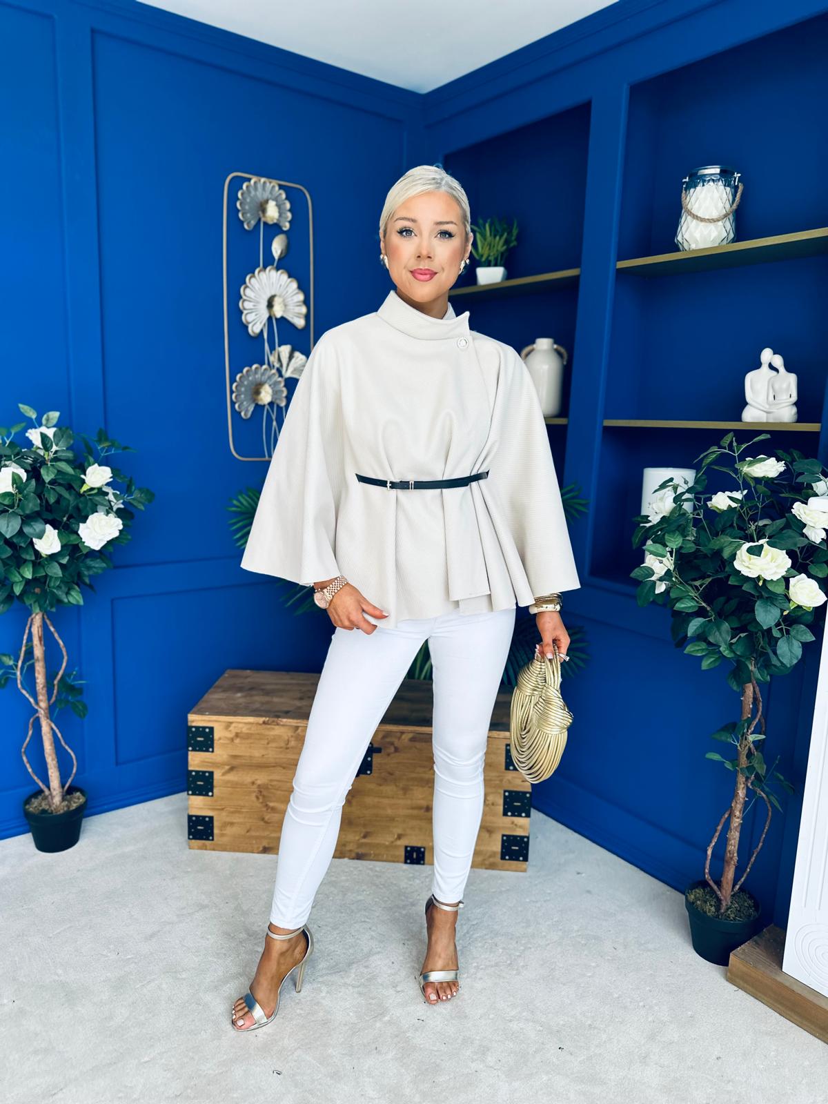 Celia Belted Cape Cream