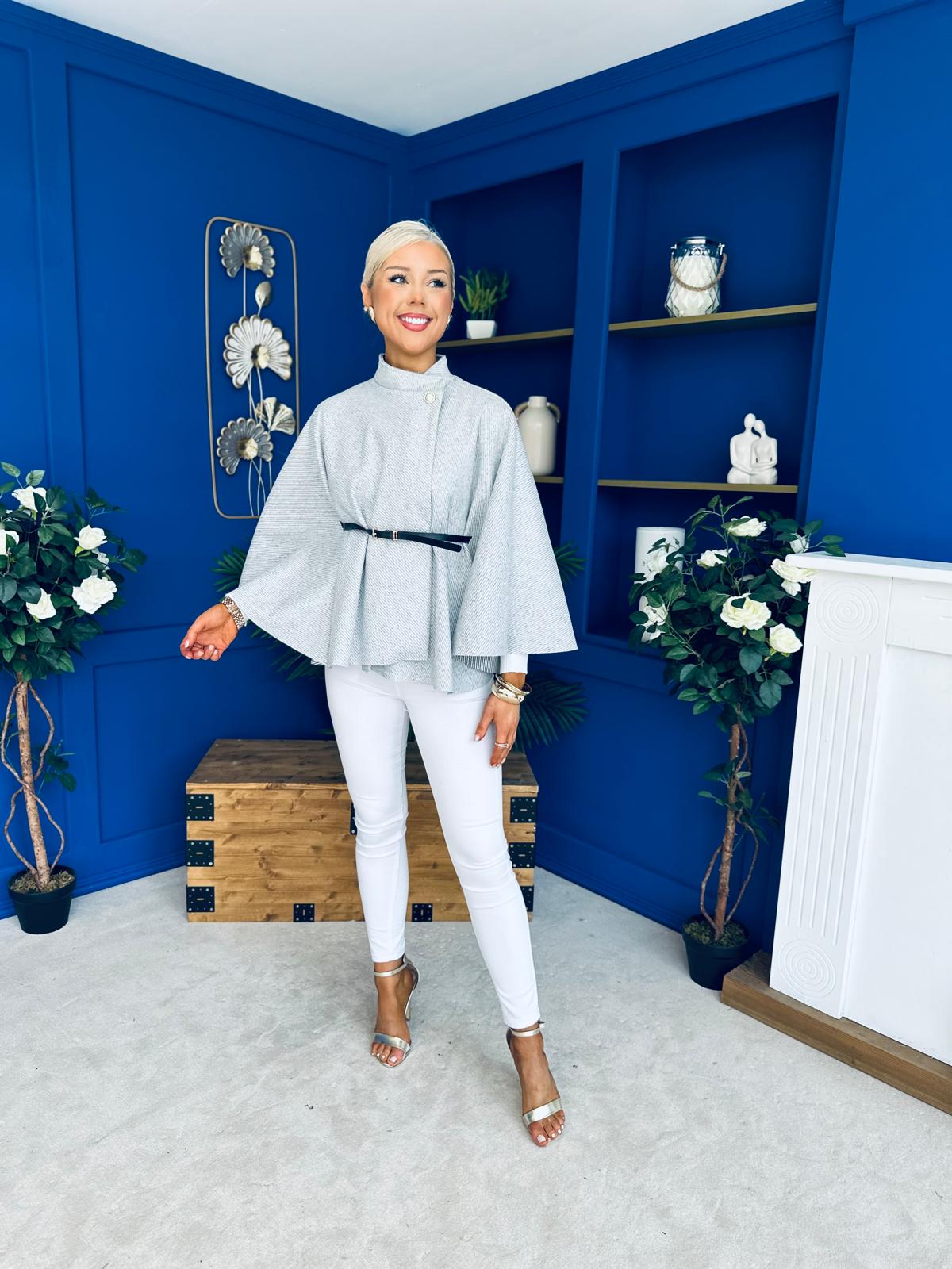 Celia Belted Cape Grey