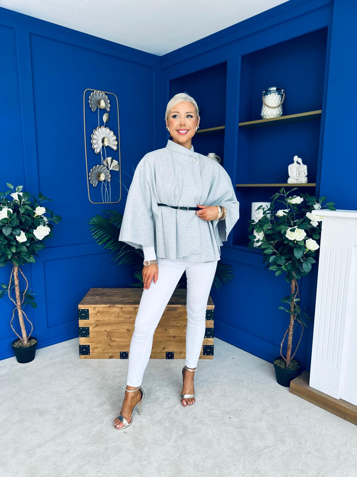 Celia Belted Cape Grey