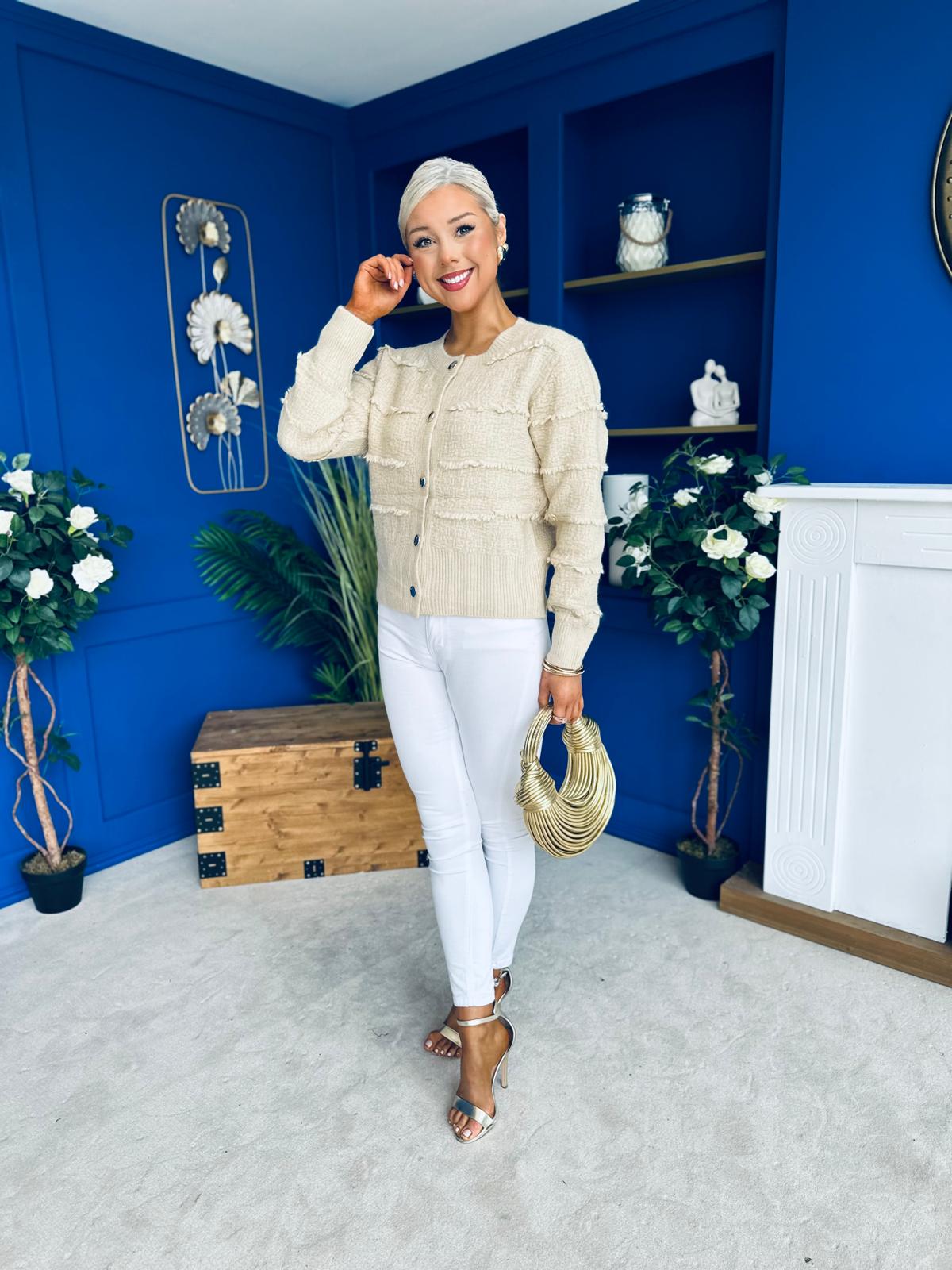 Philipa Detailed Cardi Cream Beige