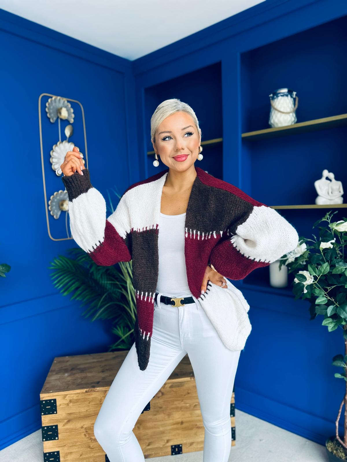 Tamara Chunky Cardi Wine Pre Order 30 Aug
