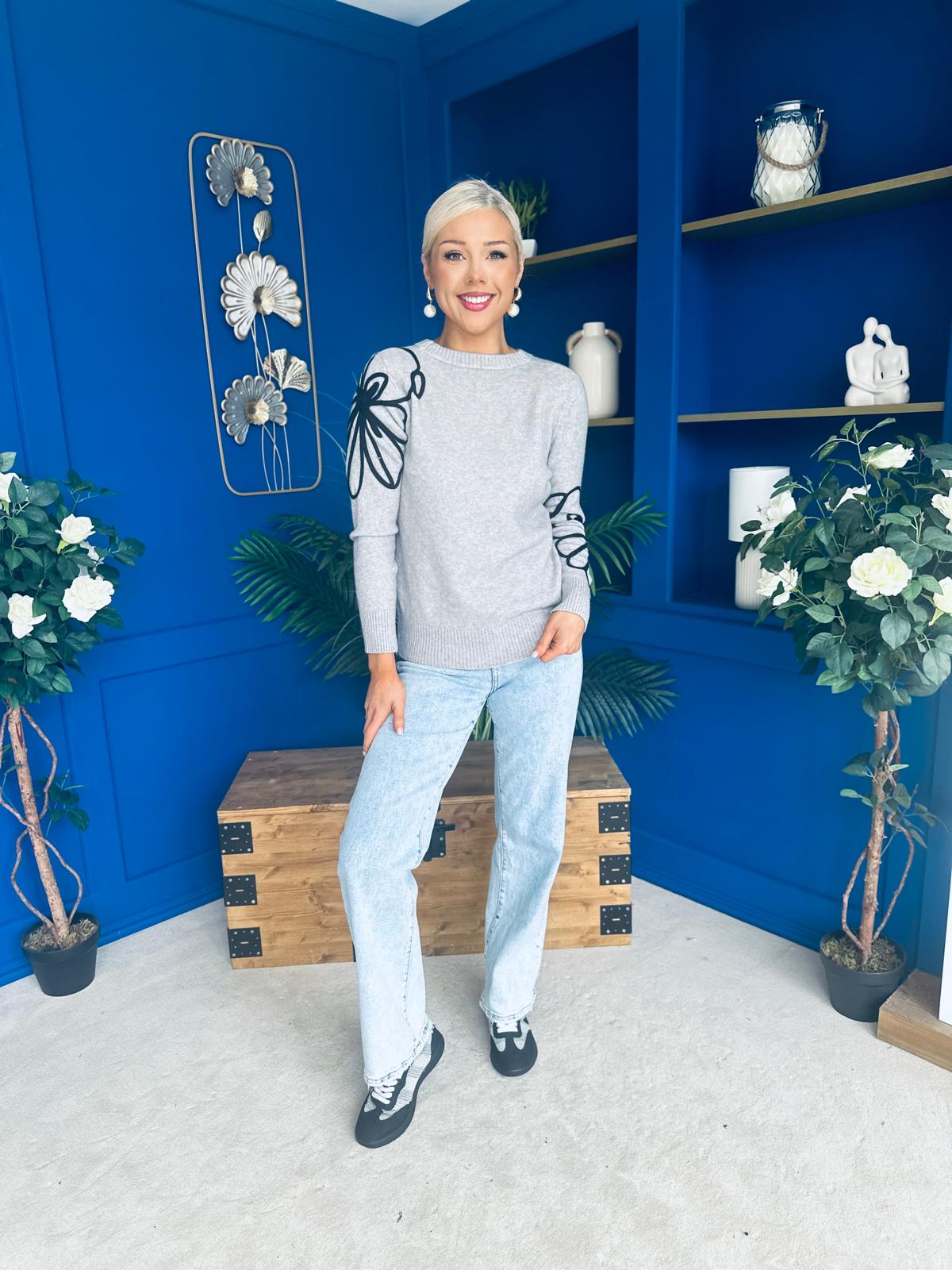 Jan Detailed Knit Jumper Grey