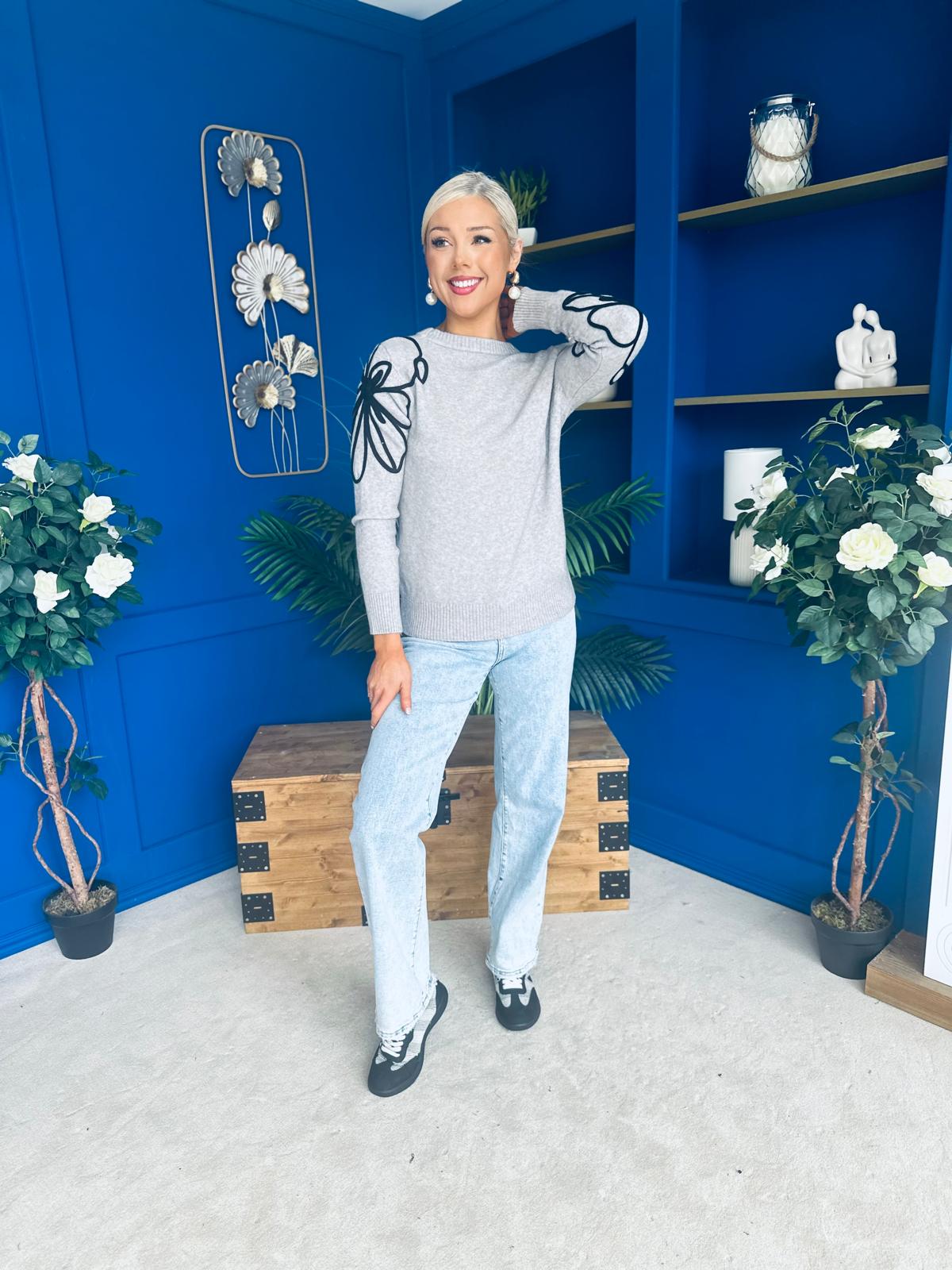 Jan Detailed Knit Jumper Grey